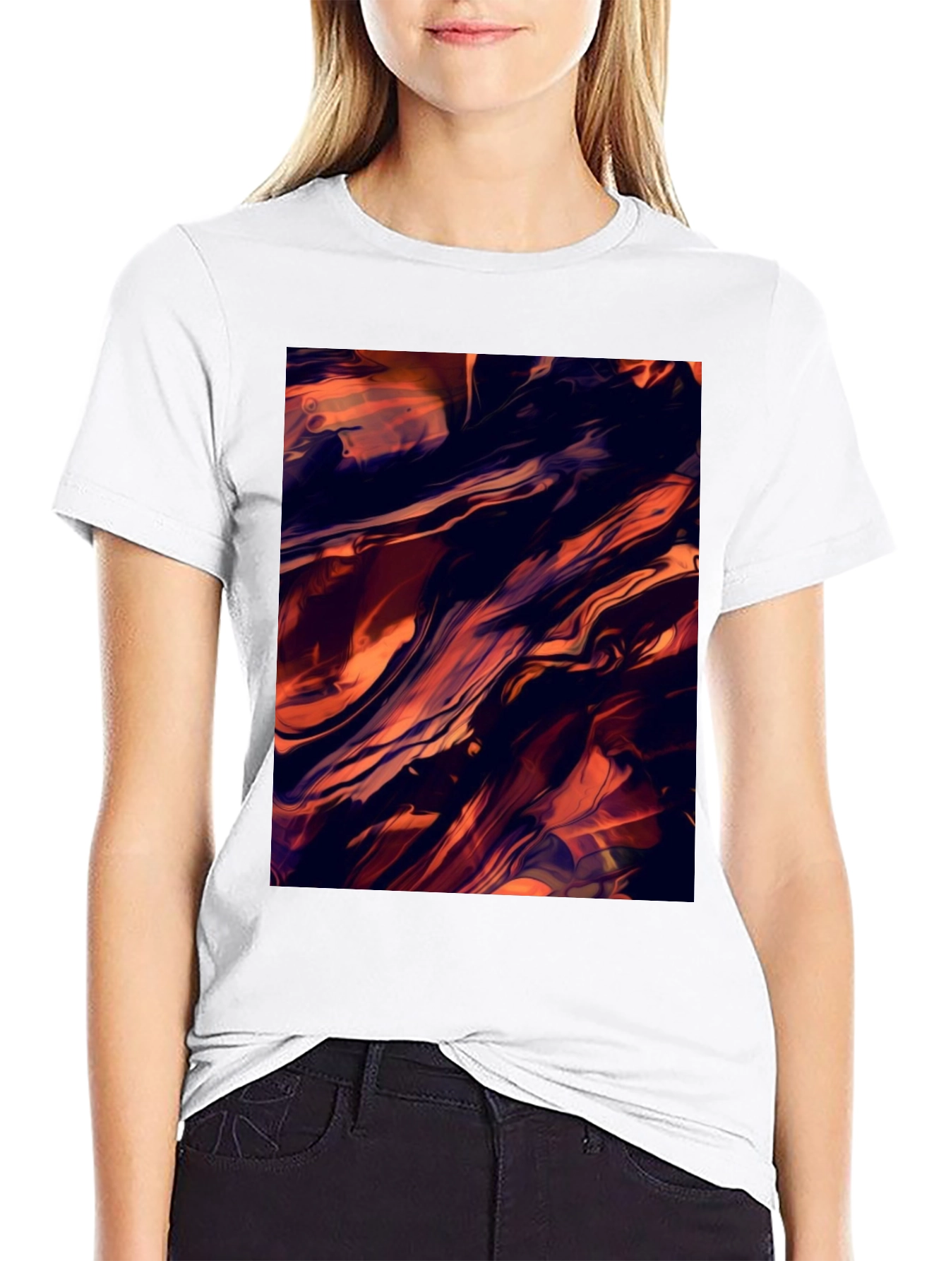 Abstract Swirl Graphic Black T-Shirt