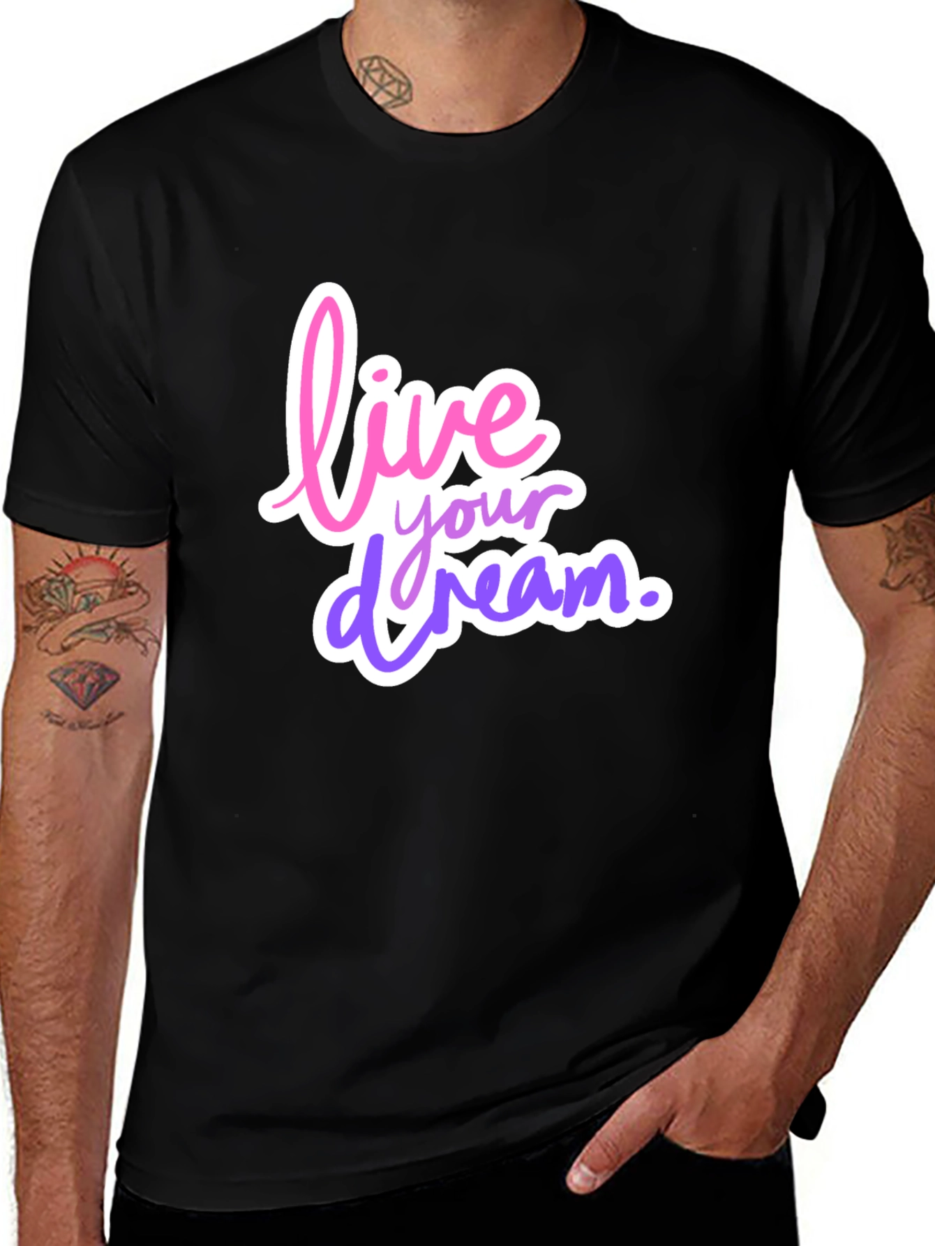 Live Your Dream Graphic Tee - Trendy Black T-Shirt