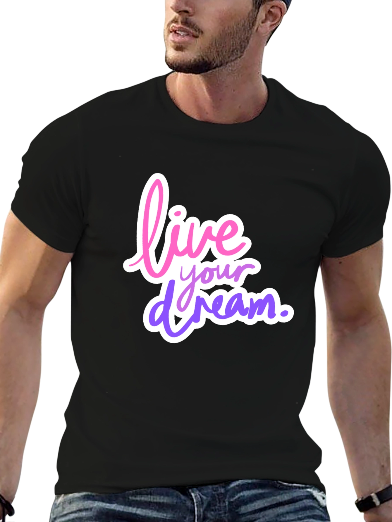 Live Your Dream Graphic Tee - Trendy Black T-Shirt