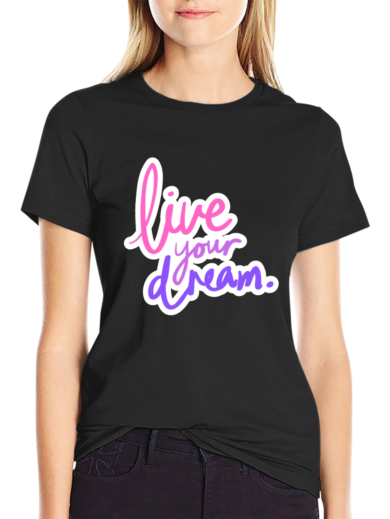 Live Your Dream Graphic Tee - Trendy Black T-Shirt