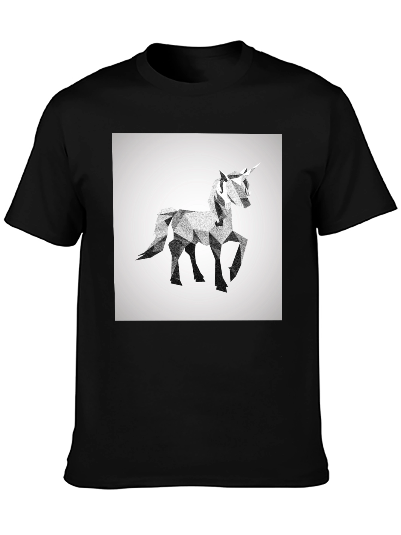 Geometric Unicorn Graphic Tee - Black