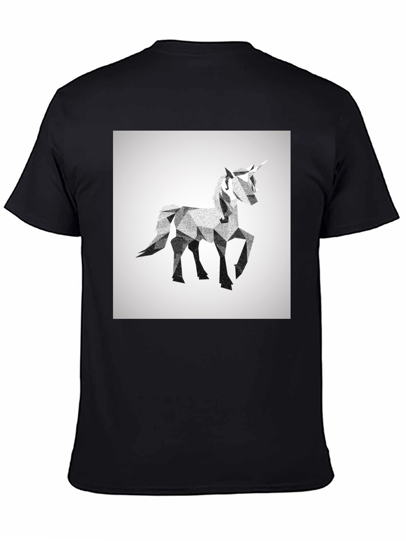 Geometric Unicorn Graphic Tee - Black