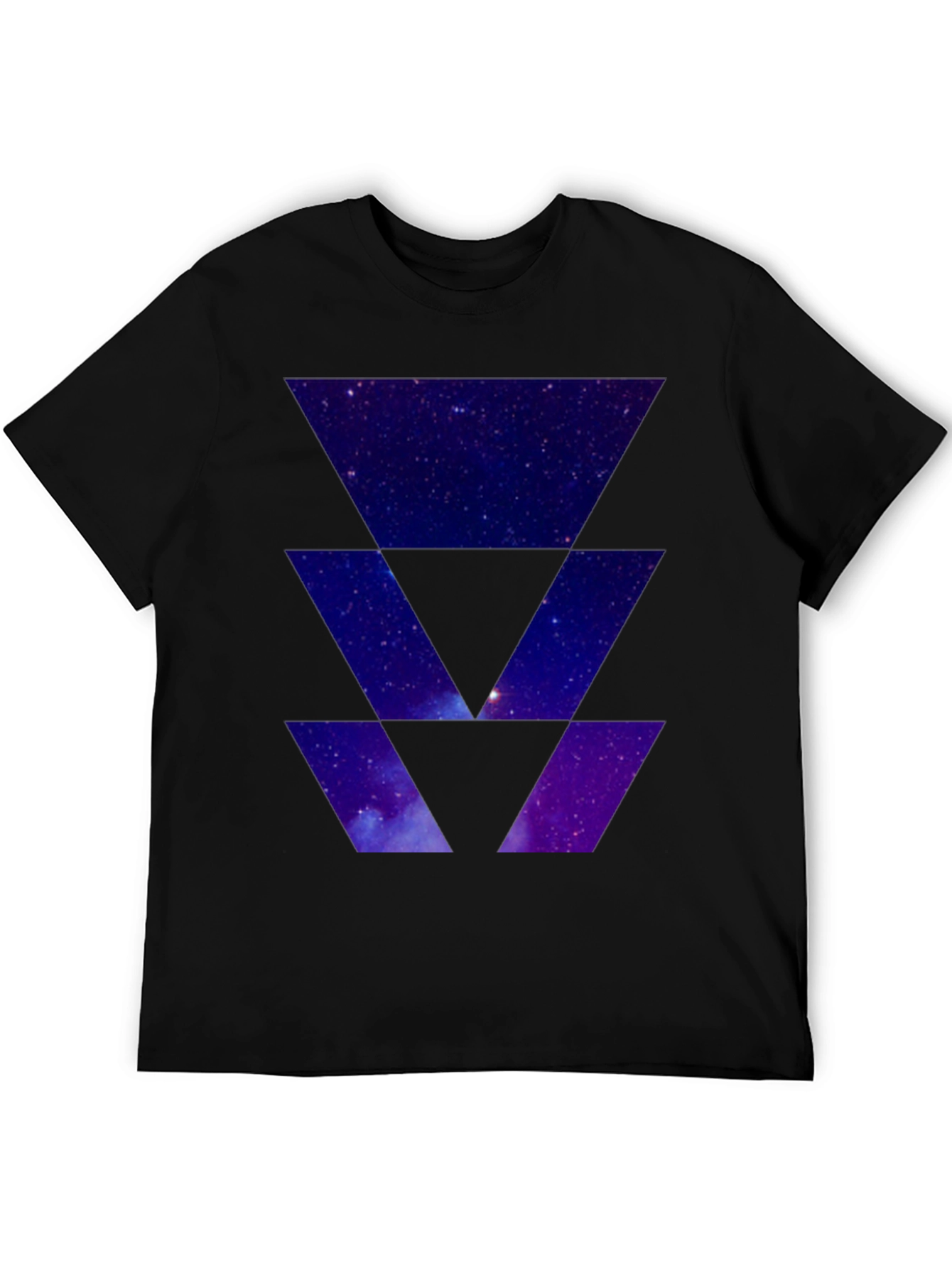 Galaxy Triangles Graphic Black T-Shirt
