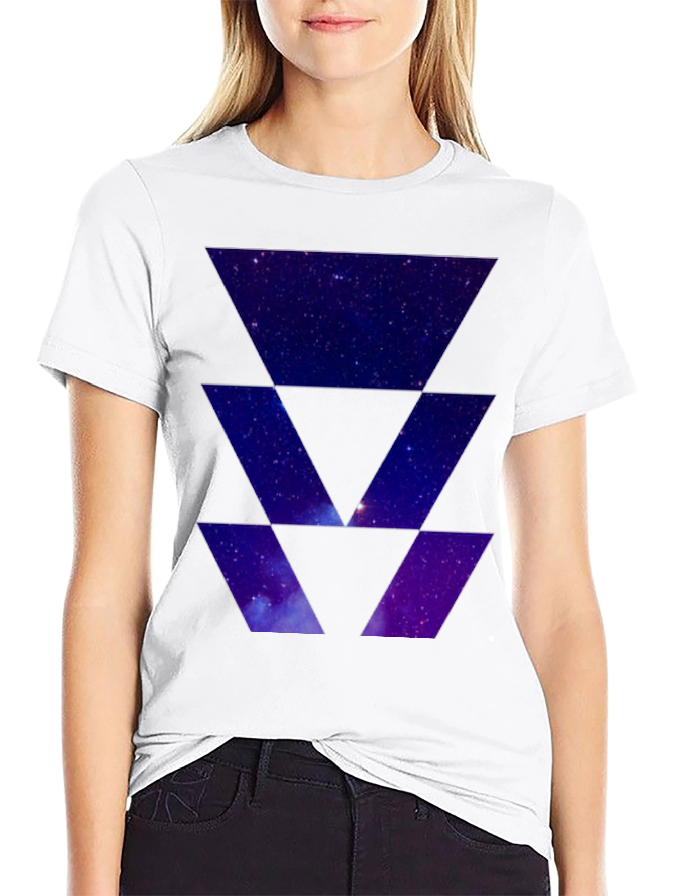 Galaxy Triangles Graphic Black T-Shirt