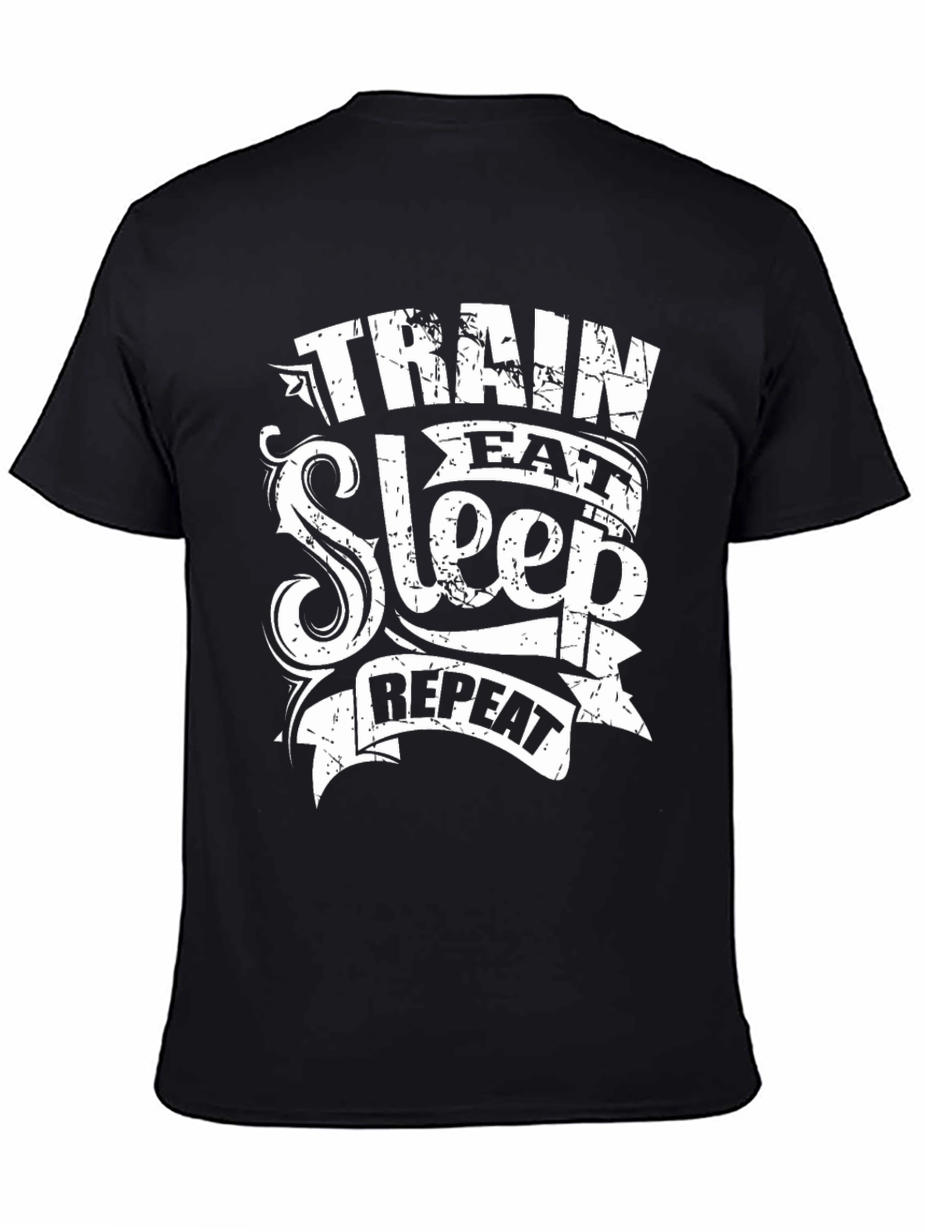 Train Eat Sleep Repeat Black Graphic T-Shirt