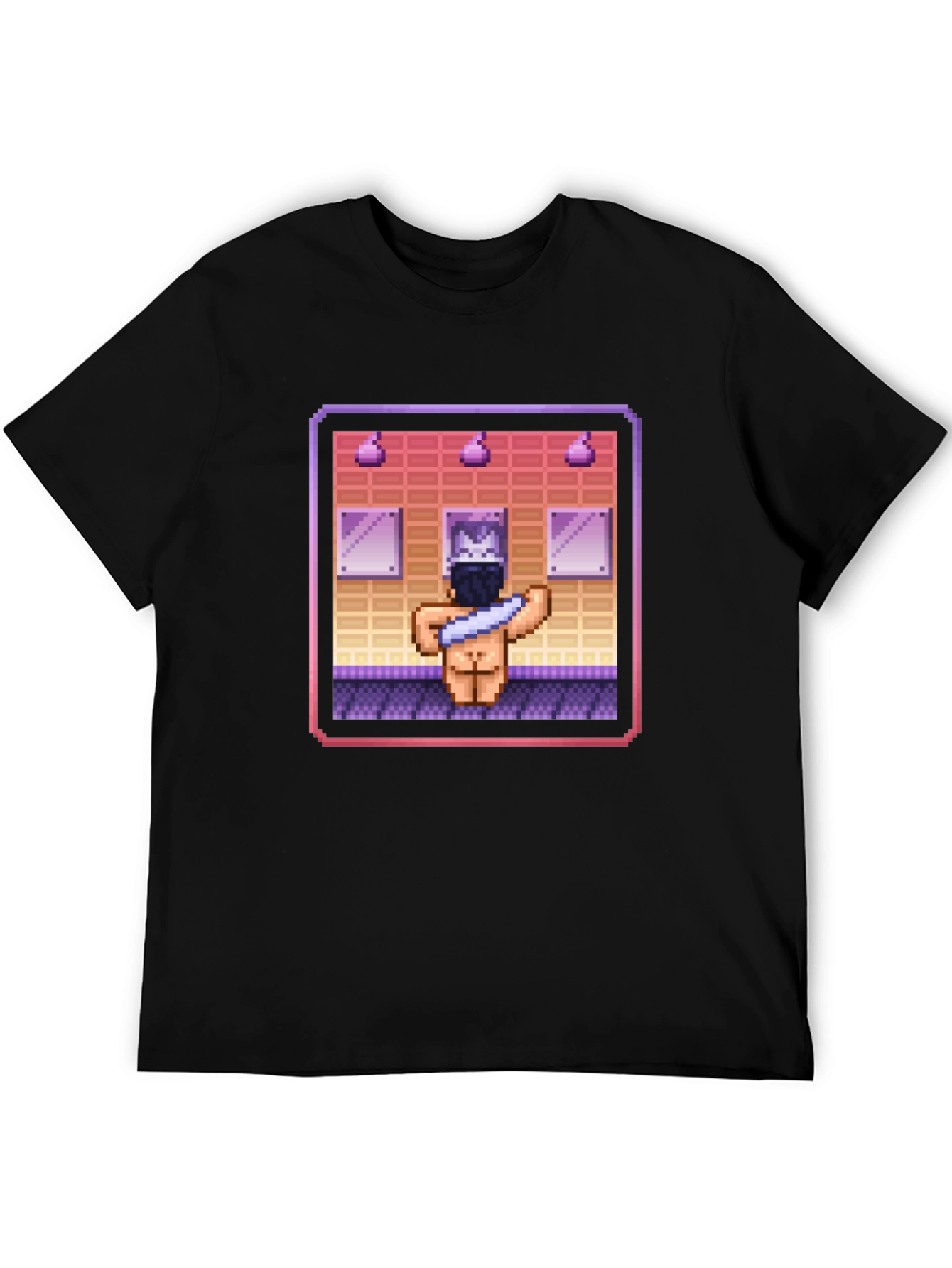 Pixel Art Shower Black T-Shirt