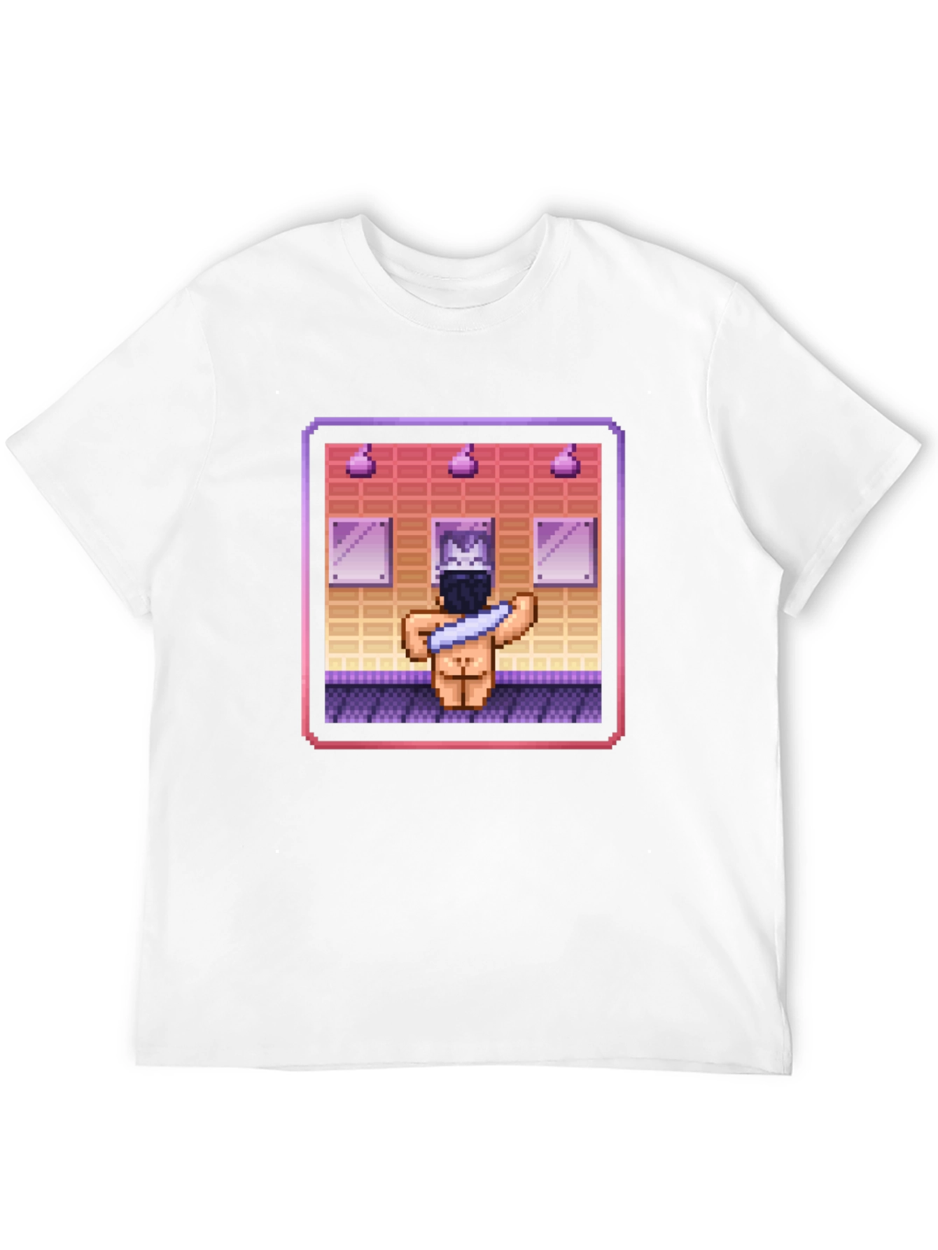 Pixel Art Shower Black T-Shirt