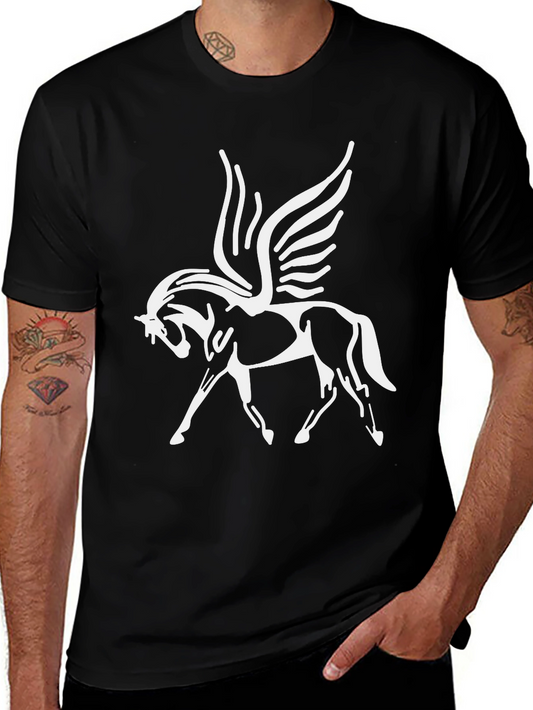Pegasus Graphic Tee - Black Cotton T-Shirt
