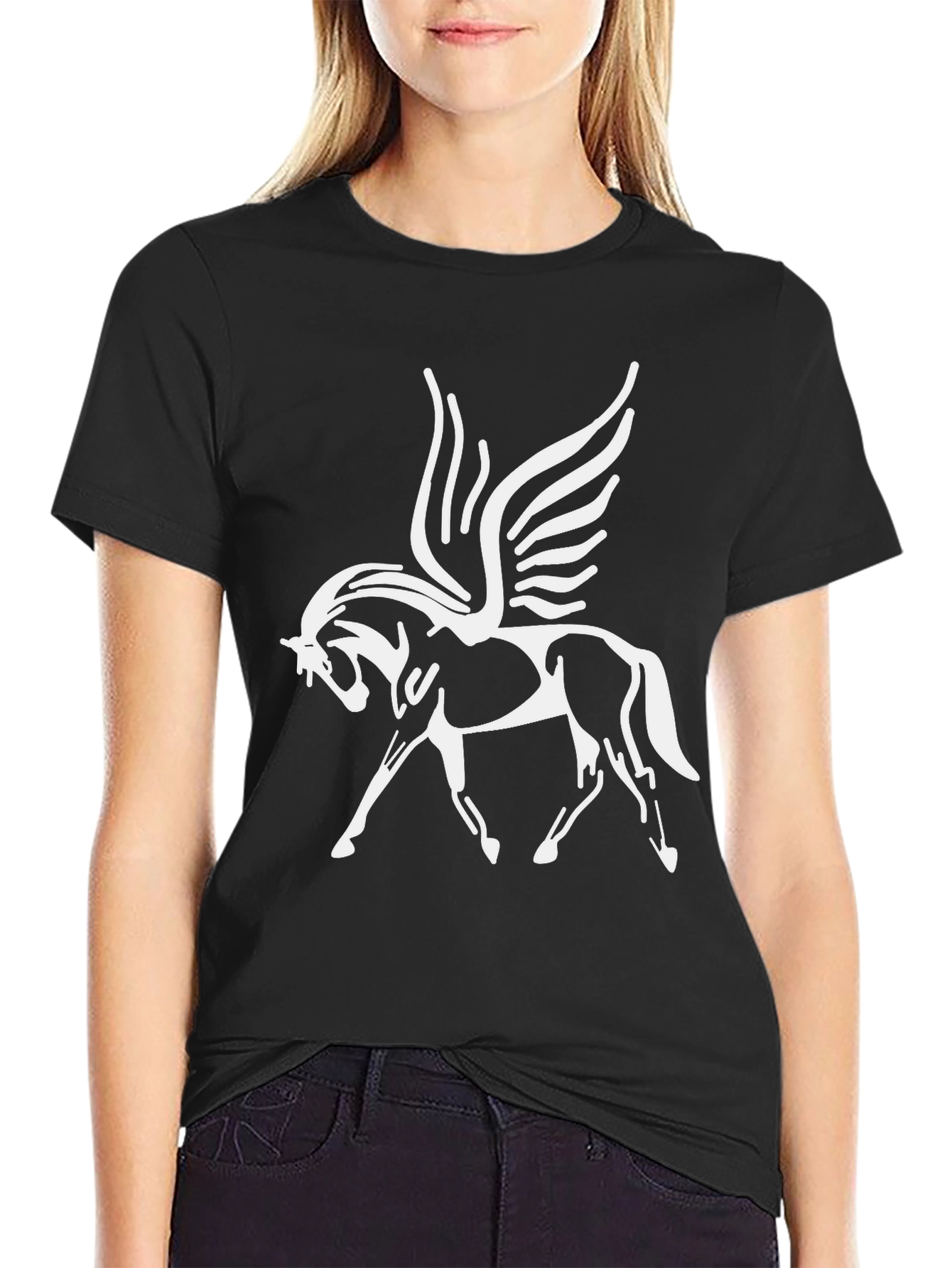 Pegasus Graphic Tee - Black Cotton T-Shirt