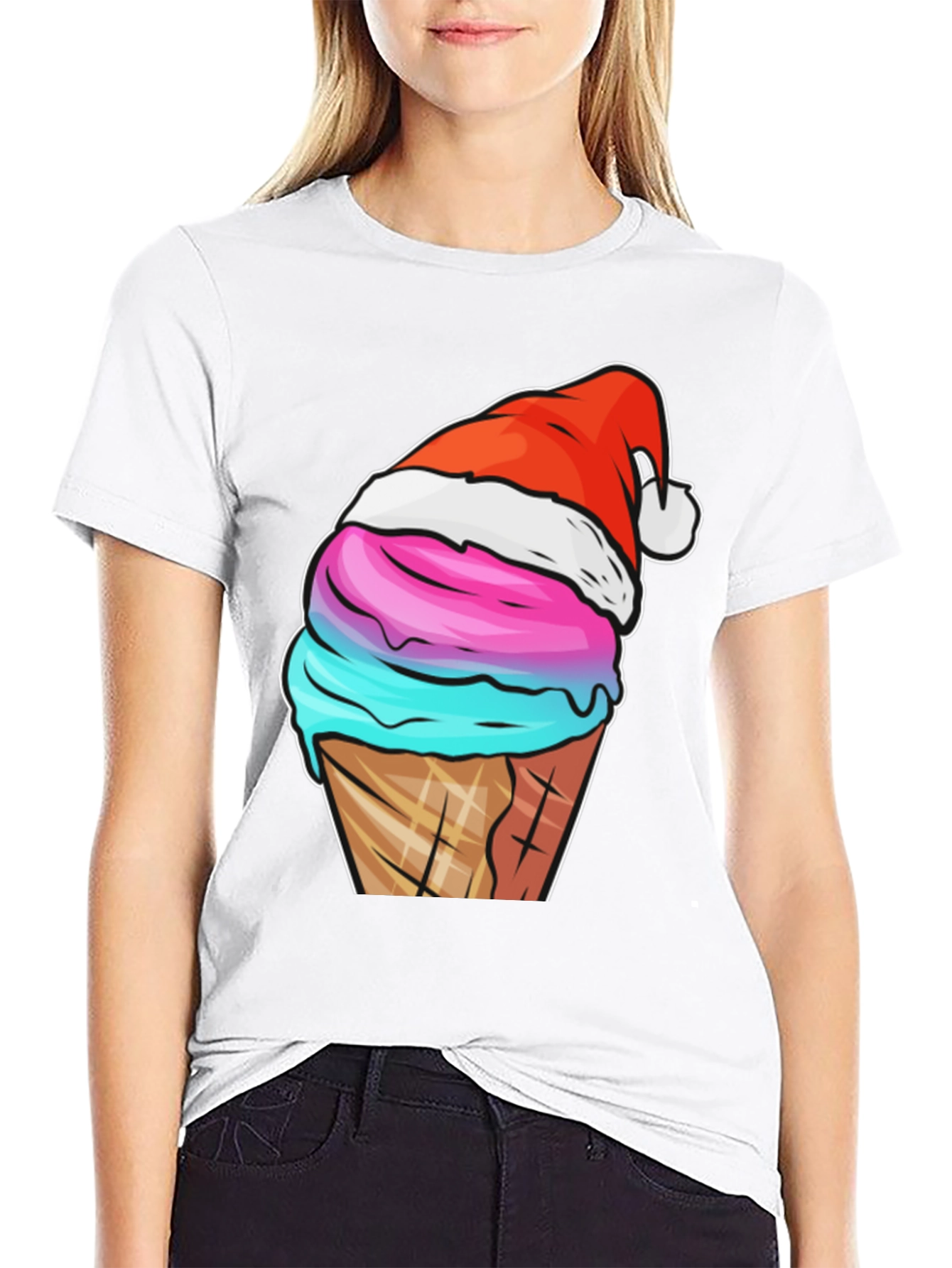 Festive Ice Cream Cone Tee - Holiday Novelty Shirt
