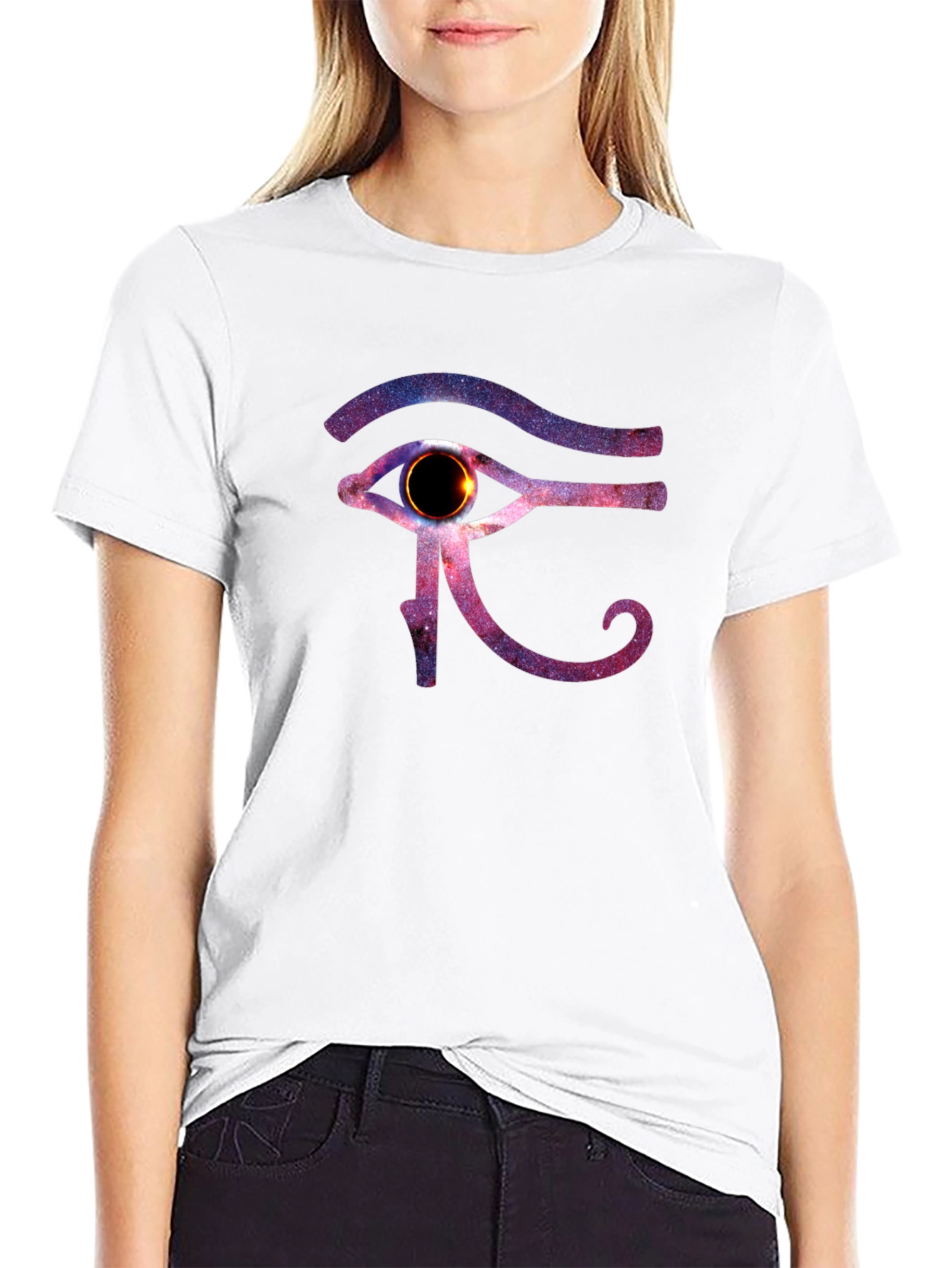 Eye of Ra Galaxy Print Black T-Shirt