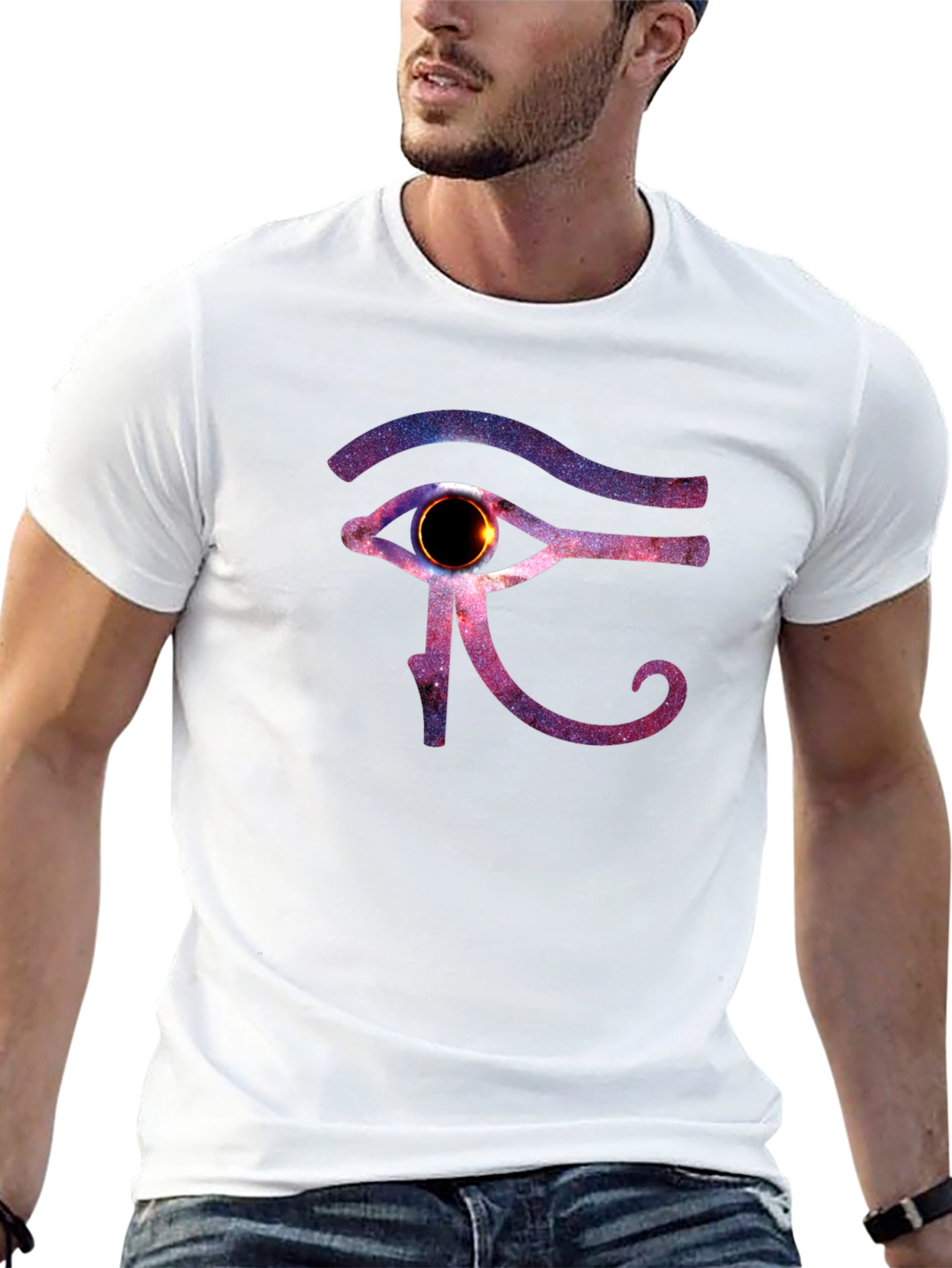 Eye of Ra Galaxy Print Black T-Shirt