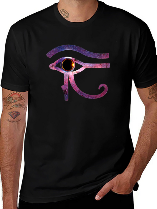 Eye of Ra Galaxy Print Black T-Shirt