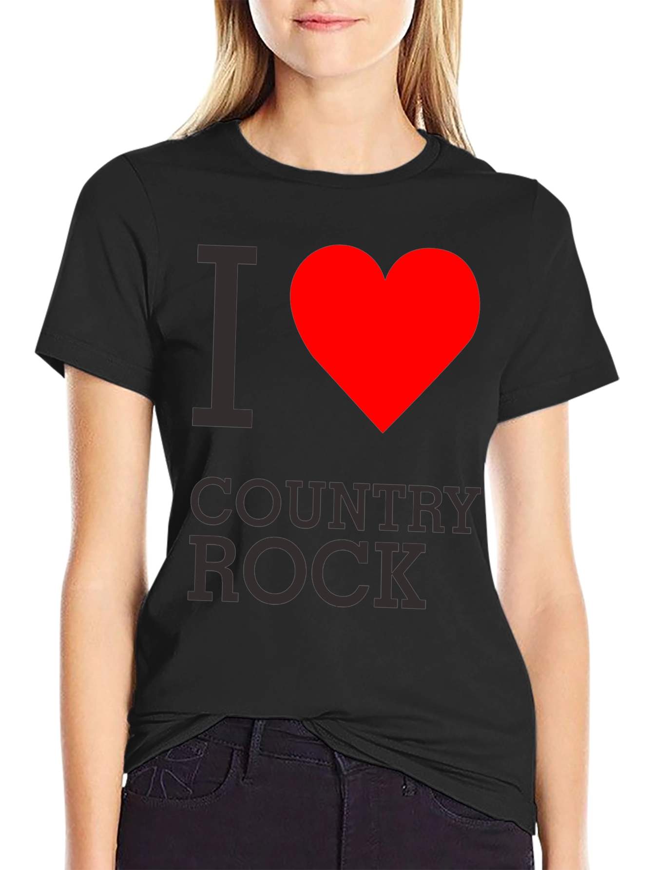 I Heart Country Rock Black T-Shirt