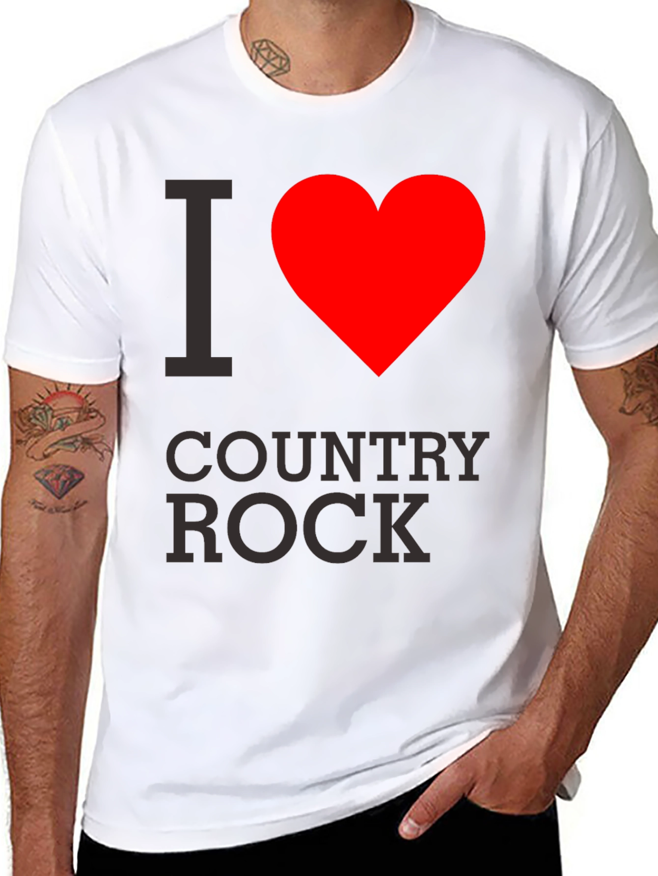 I Heart Country Rock Black T-Shirt