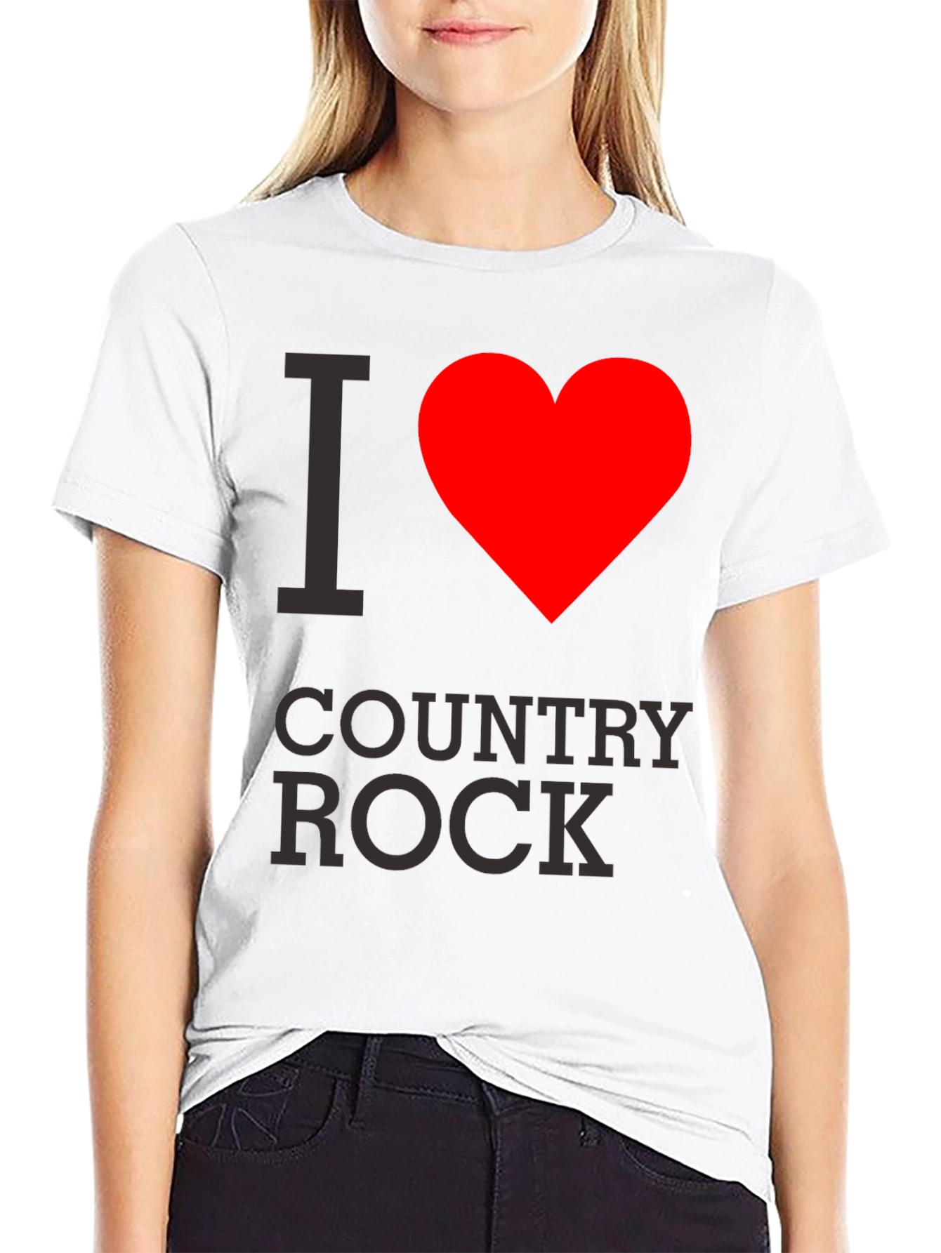 I Heart Country Rock Black T-Shirt