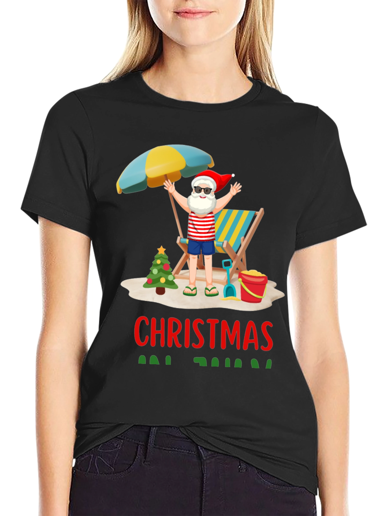 Christmas Beach Santa T-Shirt