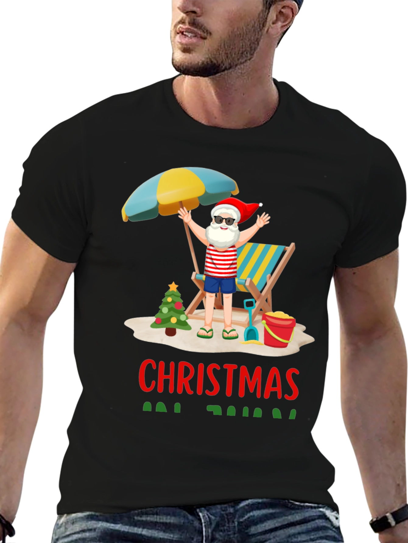 Christmas Beach Santa T-Shirt