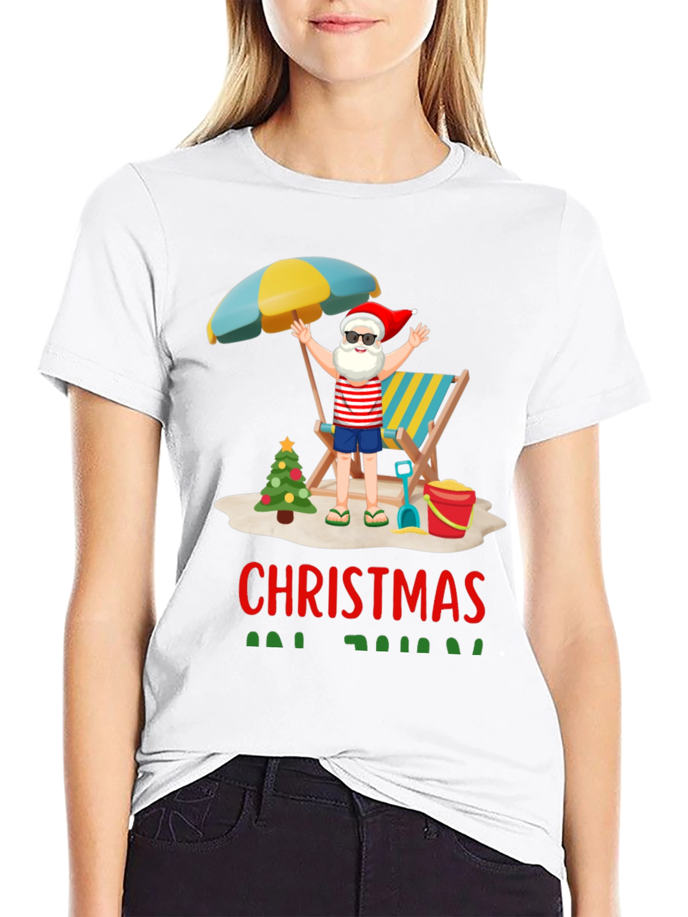 Christmas Beach Santa T-Shirt