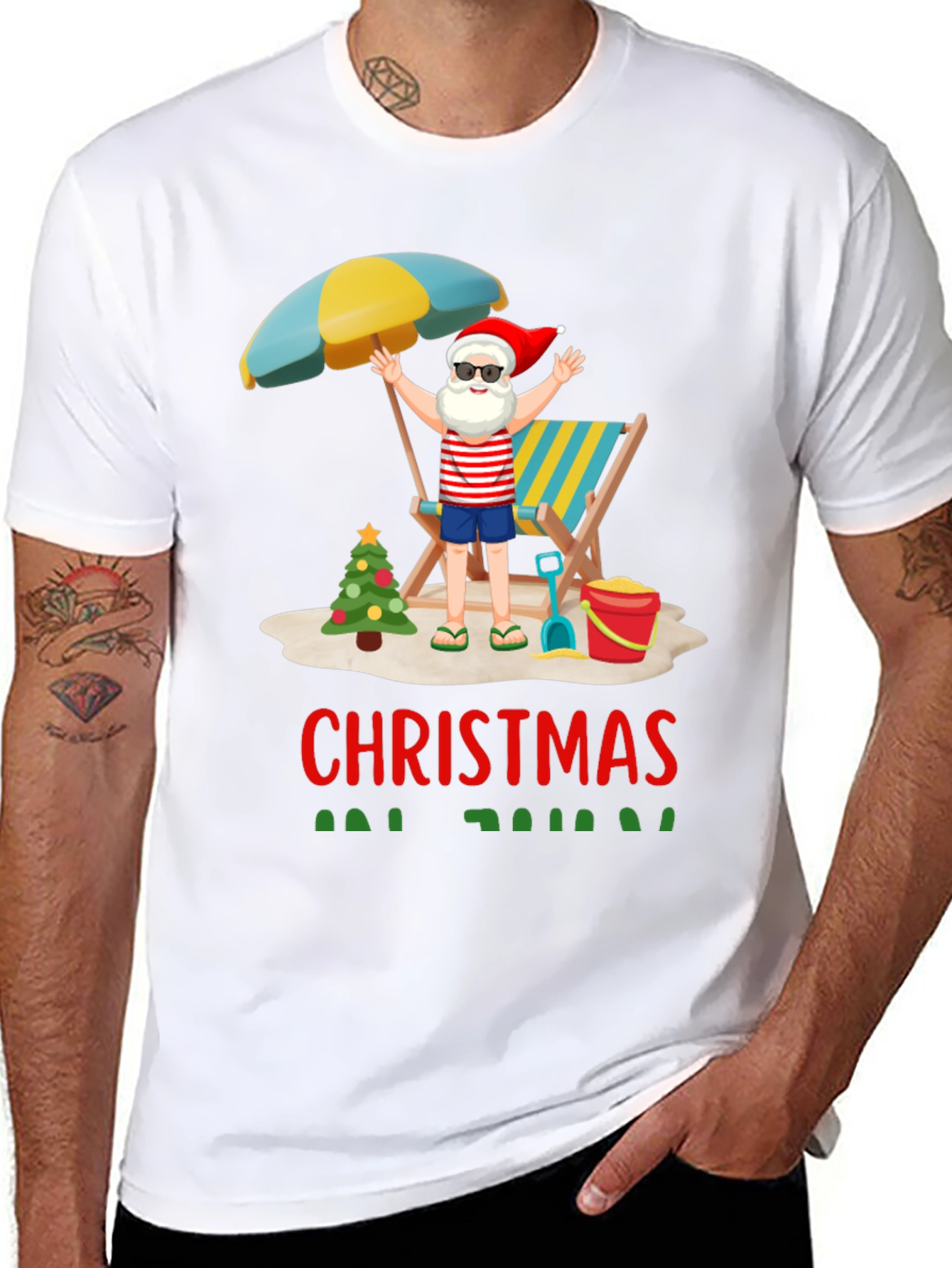 Christmas Beach Santa T-Shirt