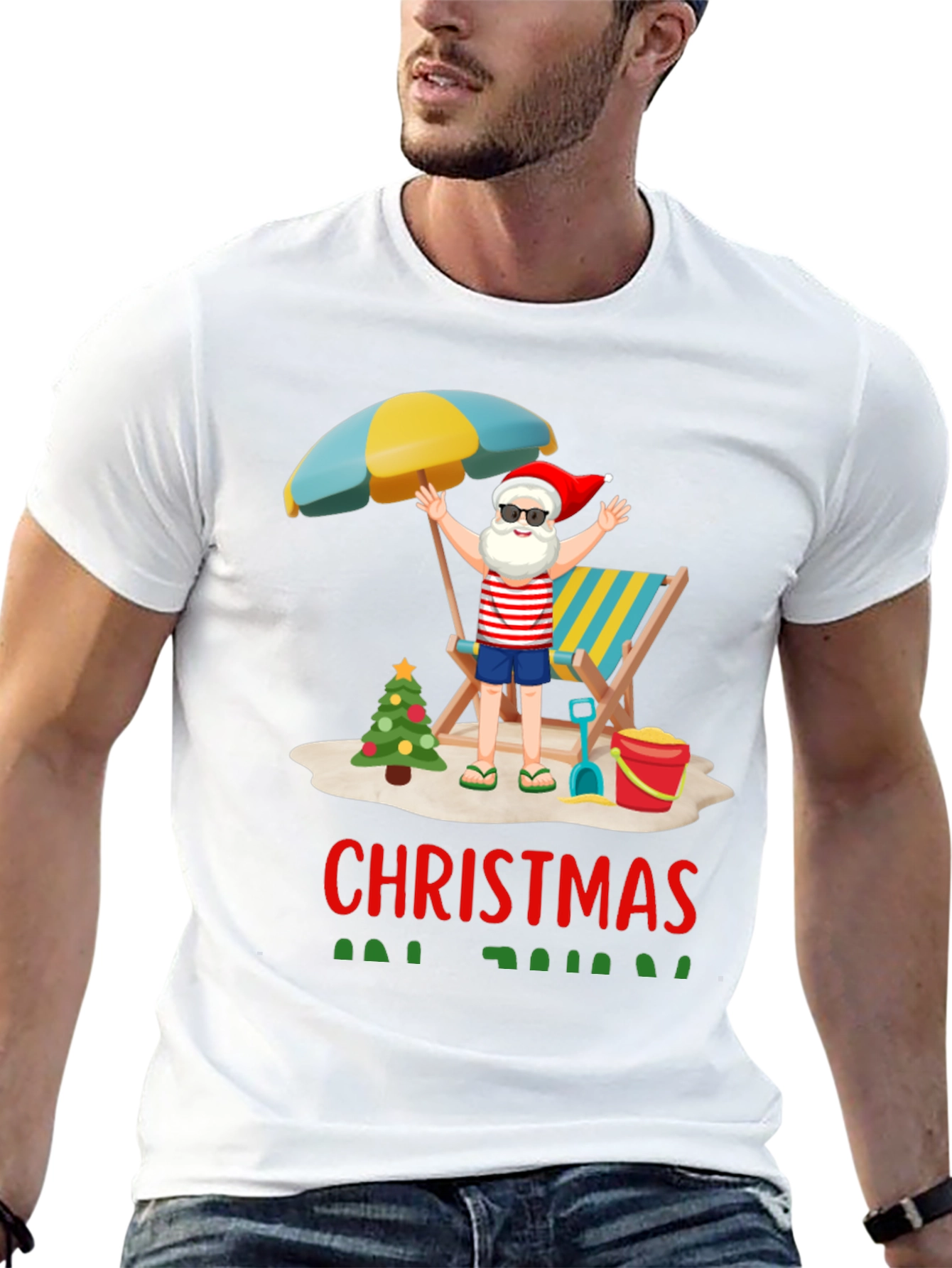 Christmas Beach Santa T-Shirt
