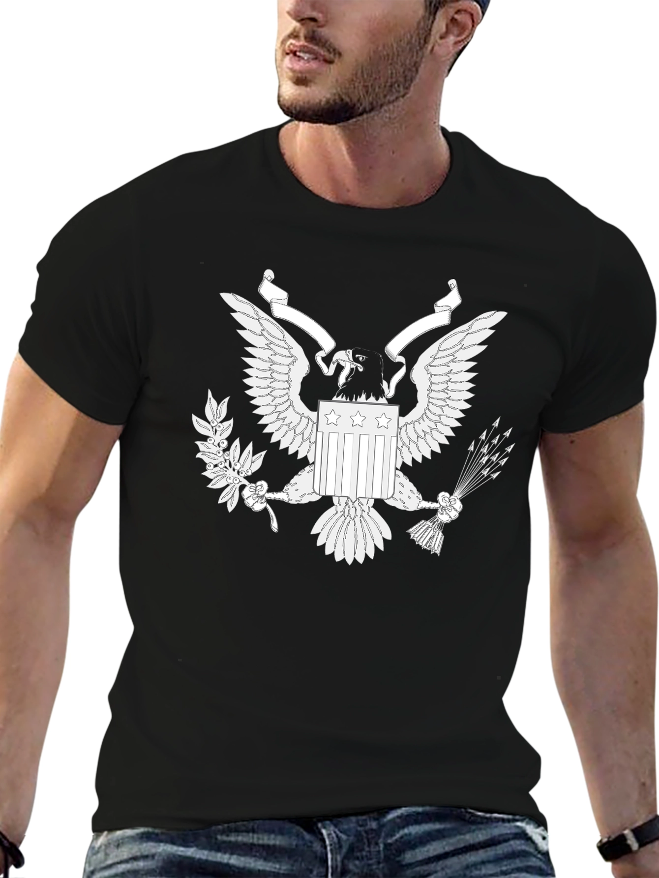 Eagle Graphic Print Black T-Shirt