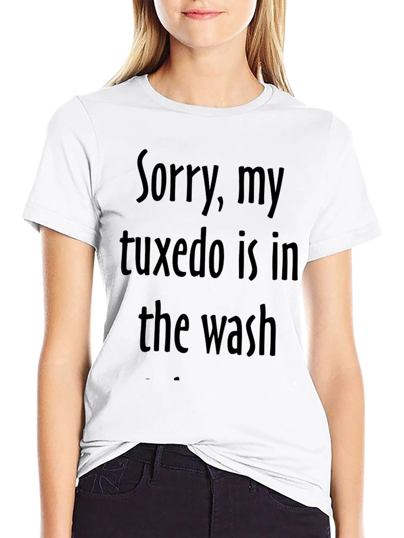 Funny Sorry Tuxedo in Wash Black T-Shirt