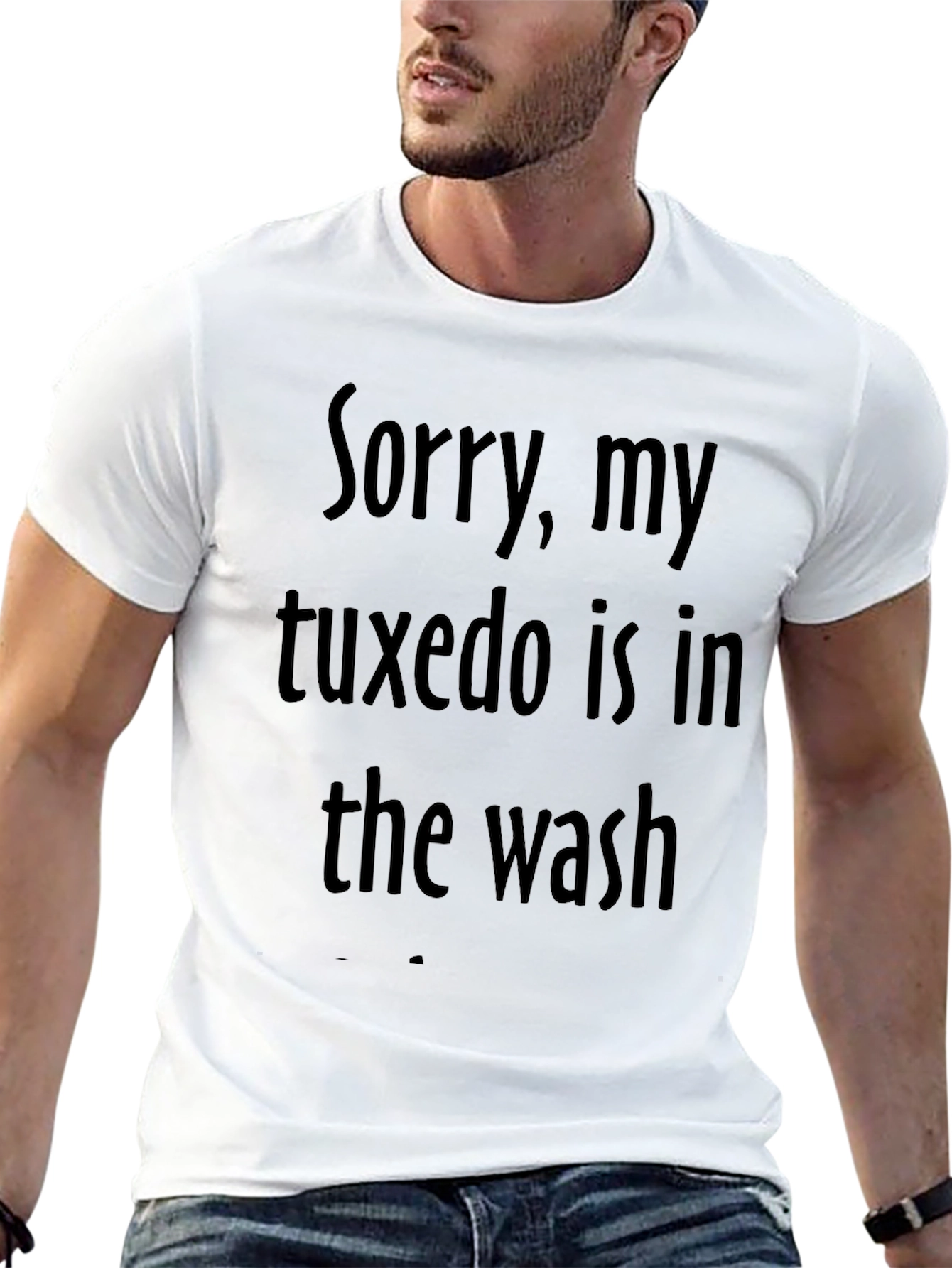 Funny Sorry Tuxedo in Wash Black T-Shirt