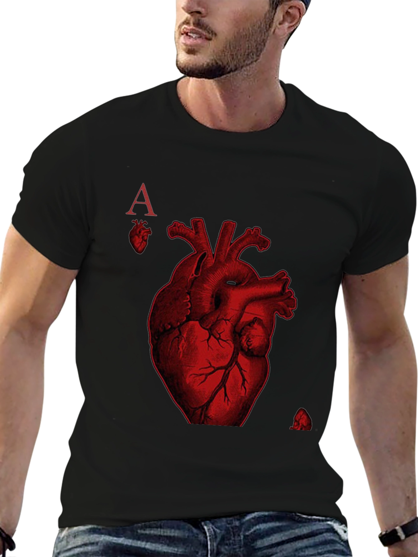 Ace of Hearts Anatomy T-Shirt - Black
