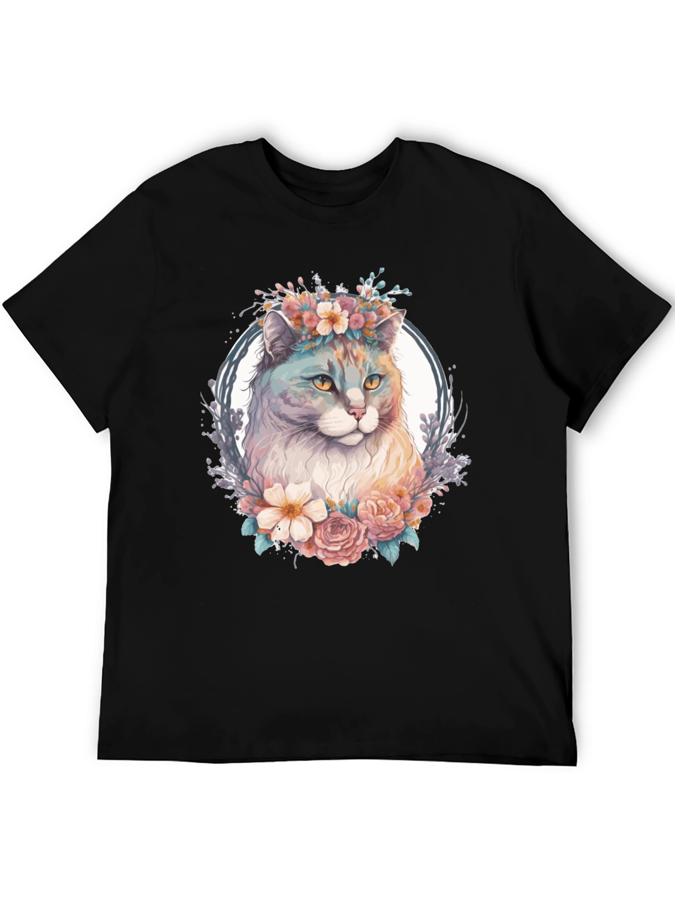 Floral Cat Graphic T-Shirt