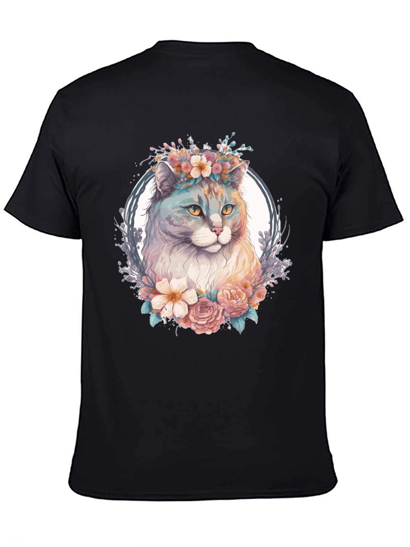 Floral Cat Graphic T-Shirt