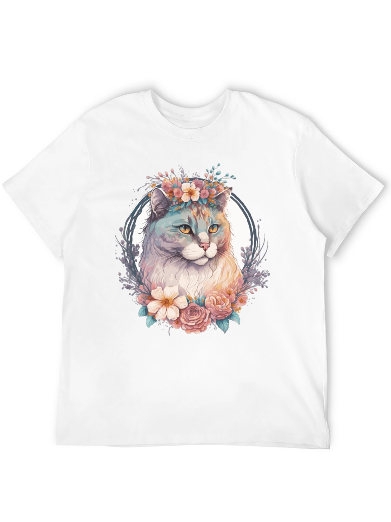 Floral Cat Graphic T-Shirt