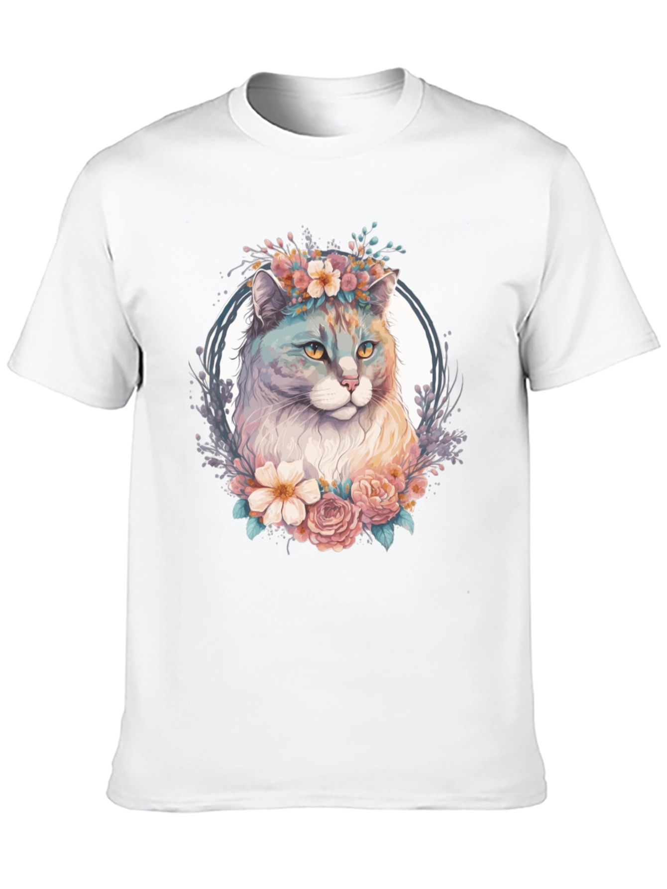 Floral Cat Graphic T-Shirt