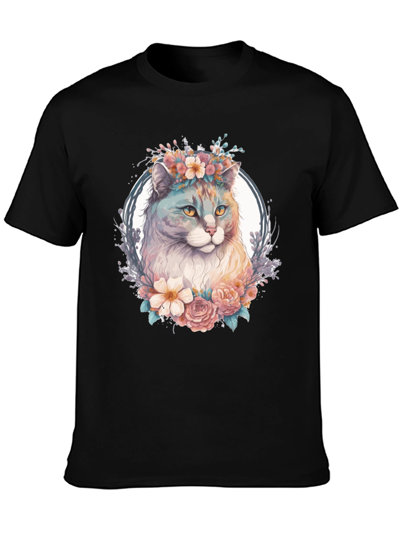Floral Cat Graphic T-Shirt