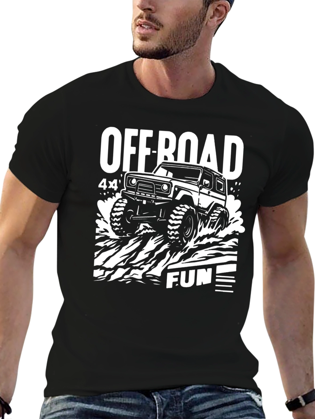 Off-Road Fun 4x4 Graphic T-Shirt - Black