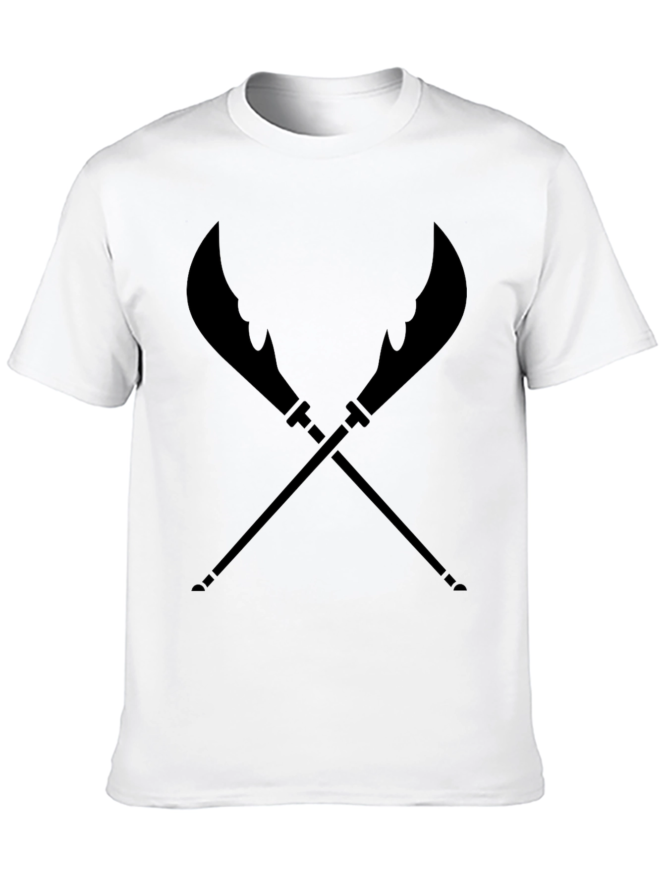 Black T-Shirt with Crossed Weapon Design