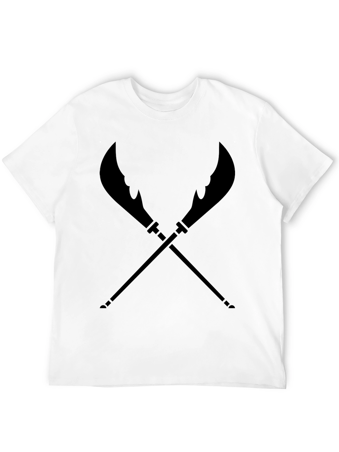 Black T-Shirt with Crossed Weapon Design