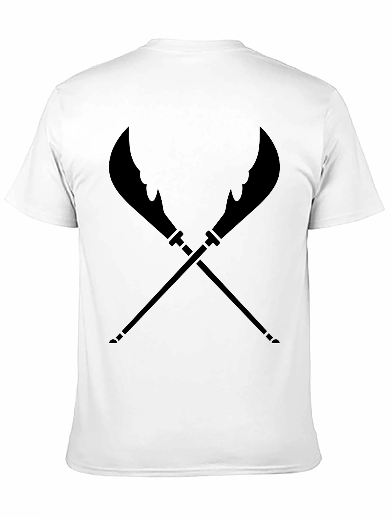 Black T-Shirt with Crossed Weapon Design