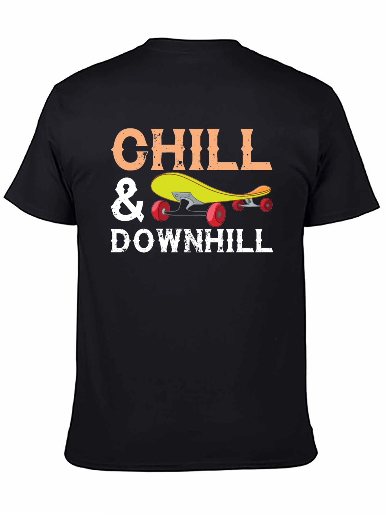 Chill & Downhill Skateboard T-Shirt - Black
