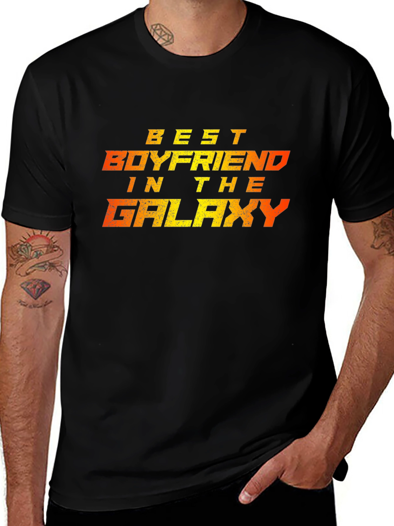 Best Boyfriend in the Galaxy Black Graphic Tee