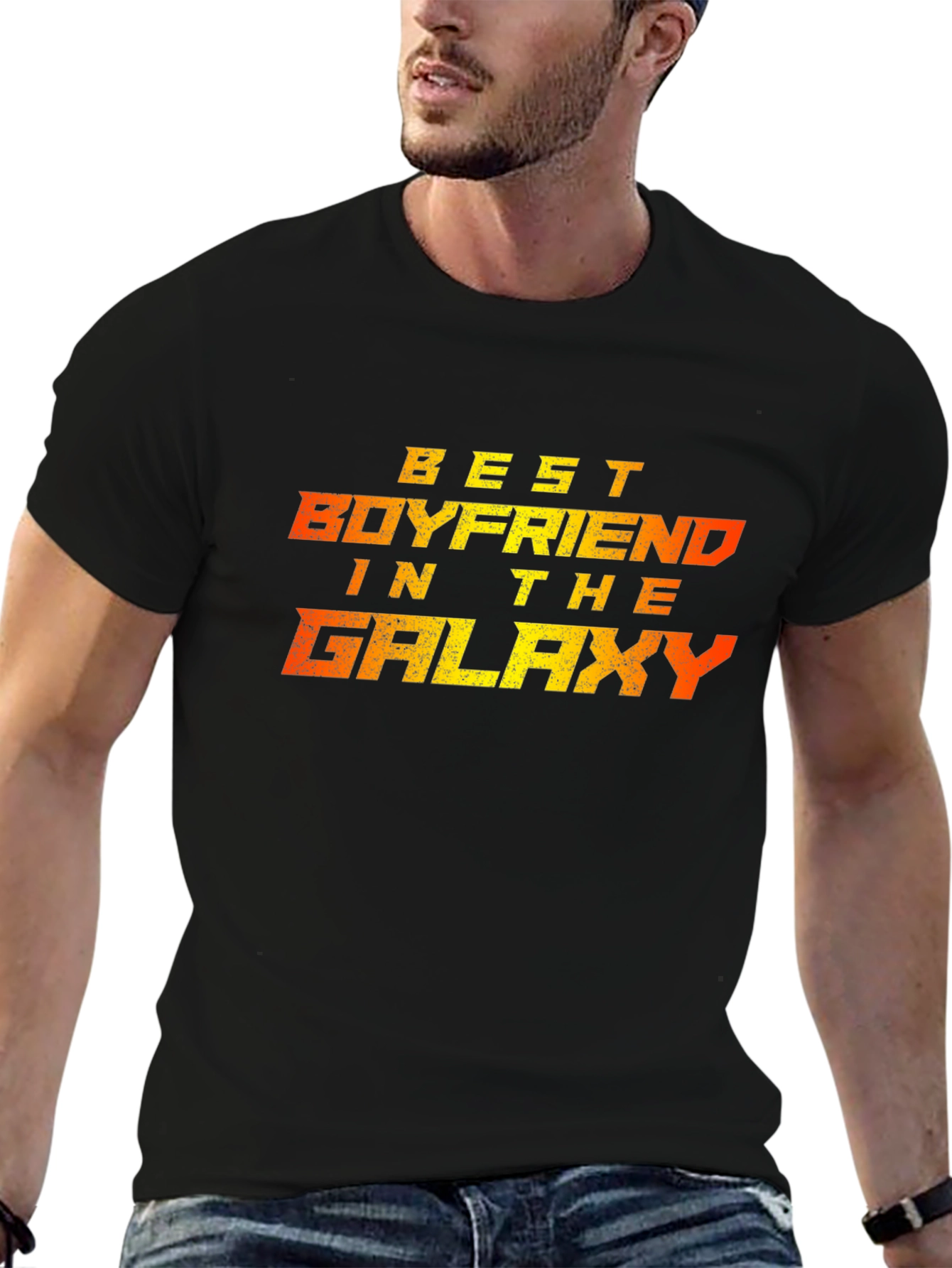 Best Boyfriend in the Galaxy Black Graphic Tee