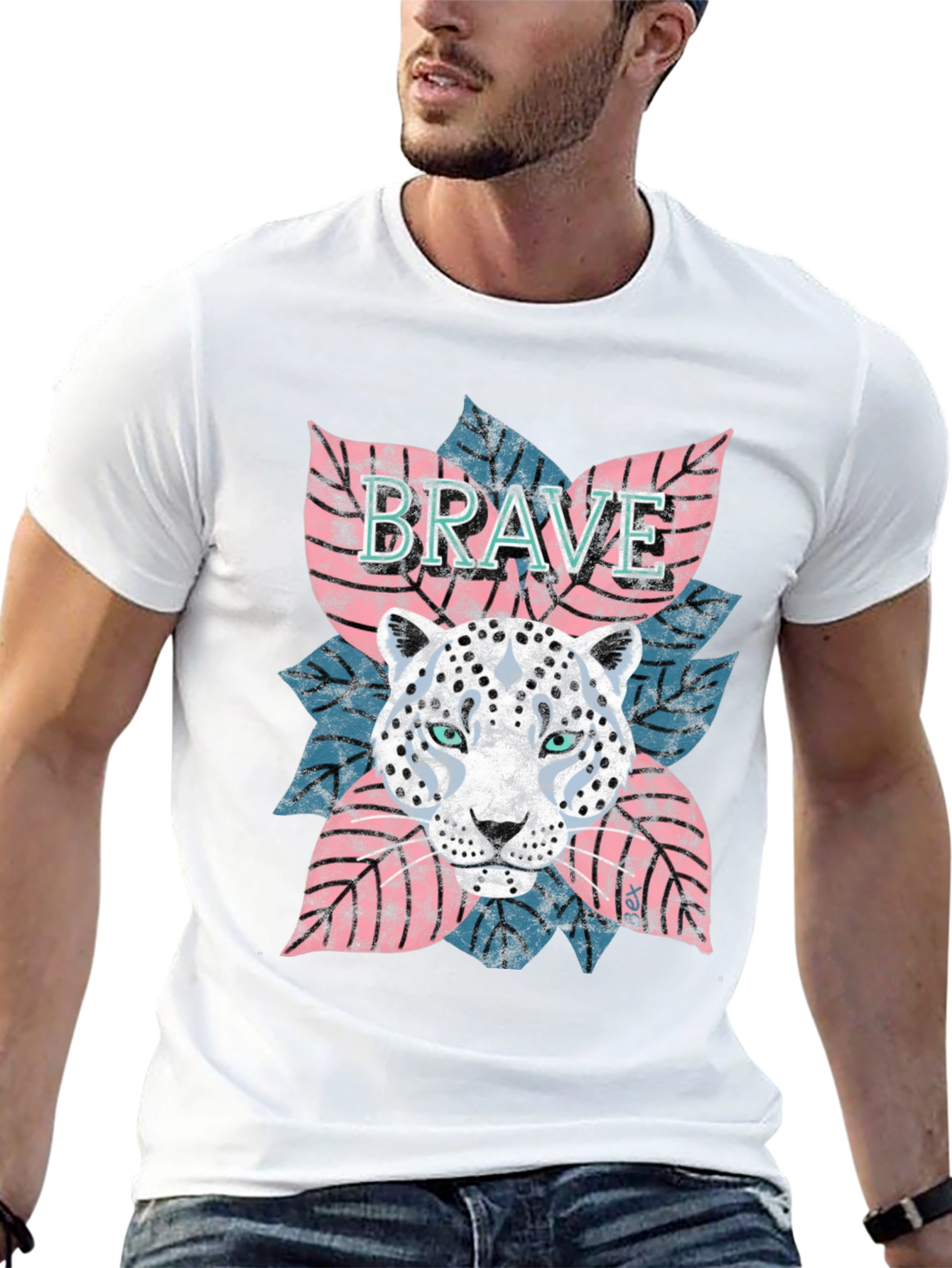 Brave Leopard Graphic Tee - Stylish Mens T-Shirt