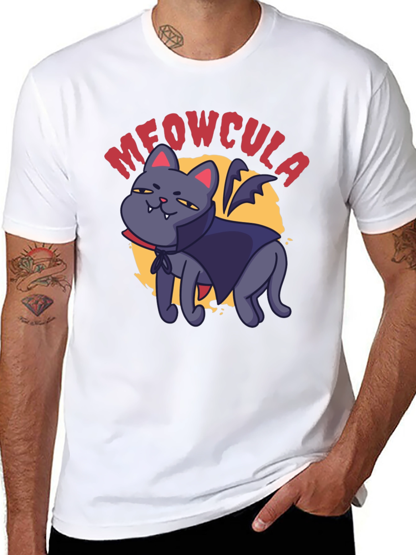 Meowcula Vampire Cat Graphic T-Shirt