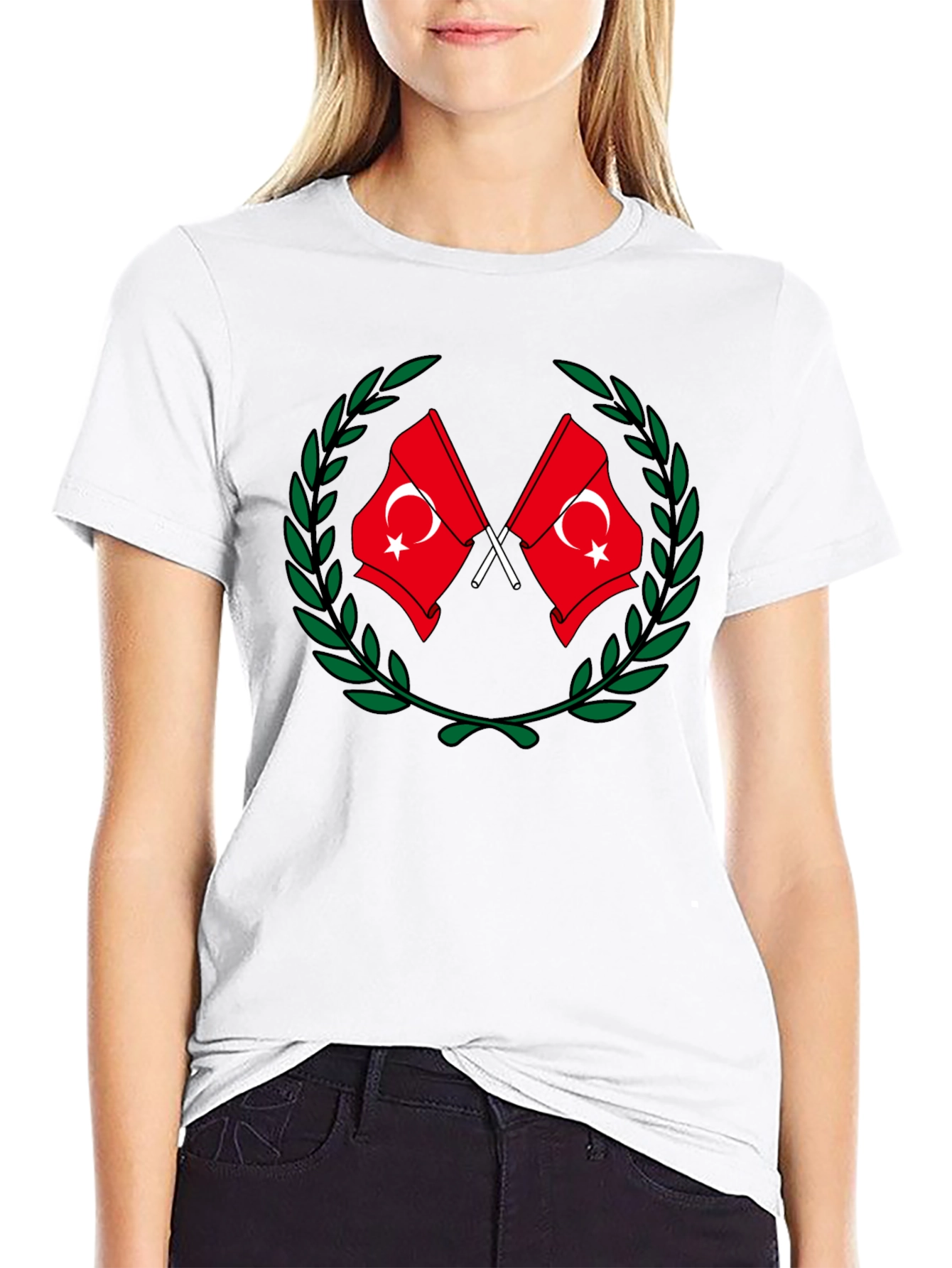 Turkey Flag Wreath Graphic Tee - Black