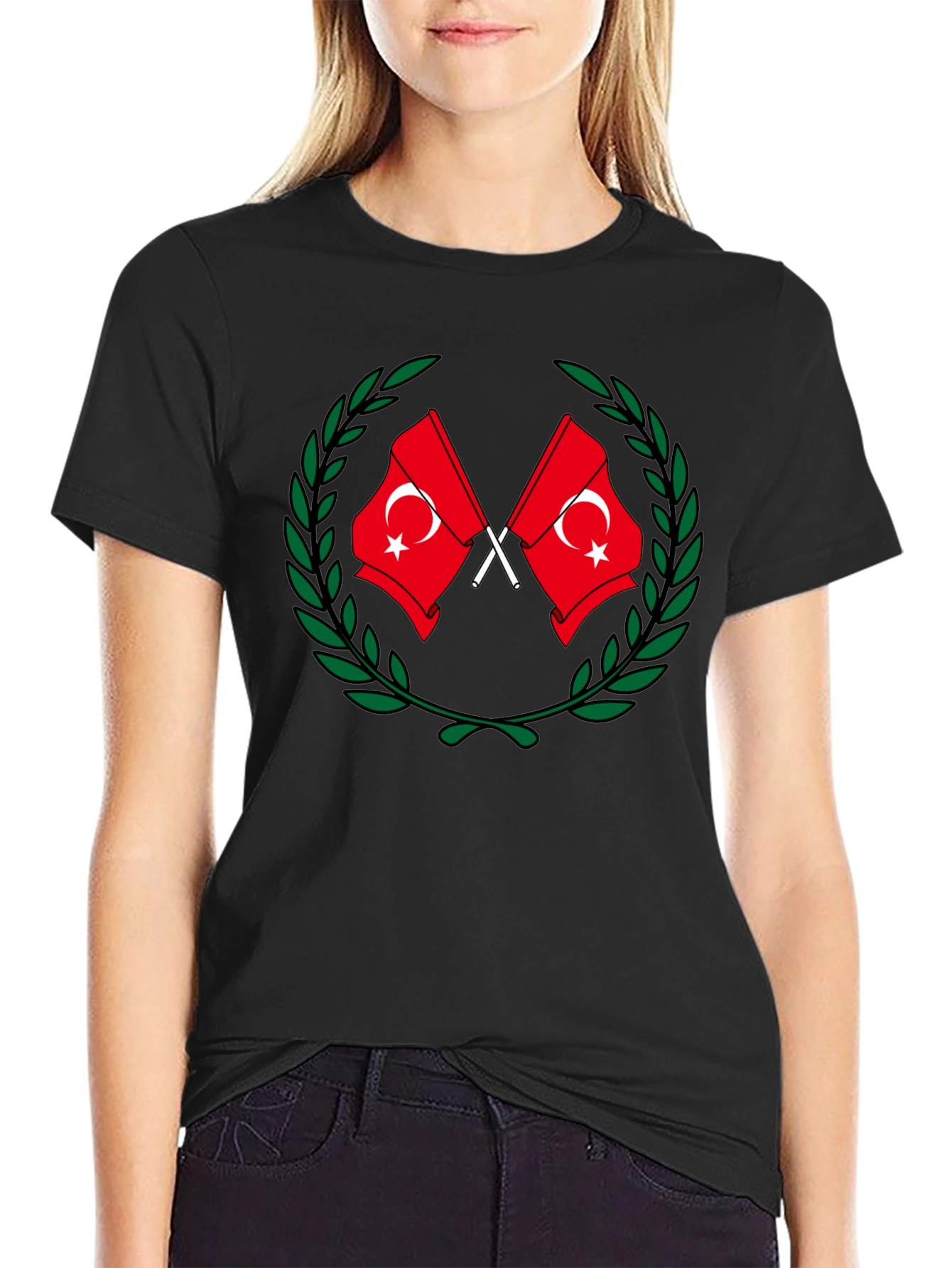 Turkey Flag Wreath Graphic Tee - Black