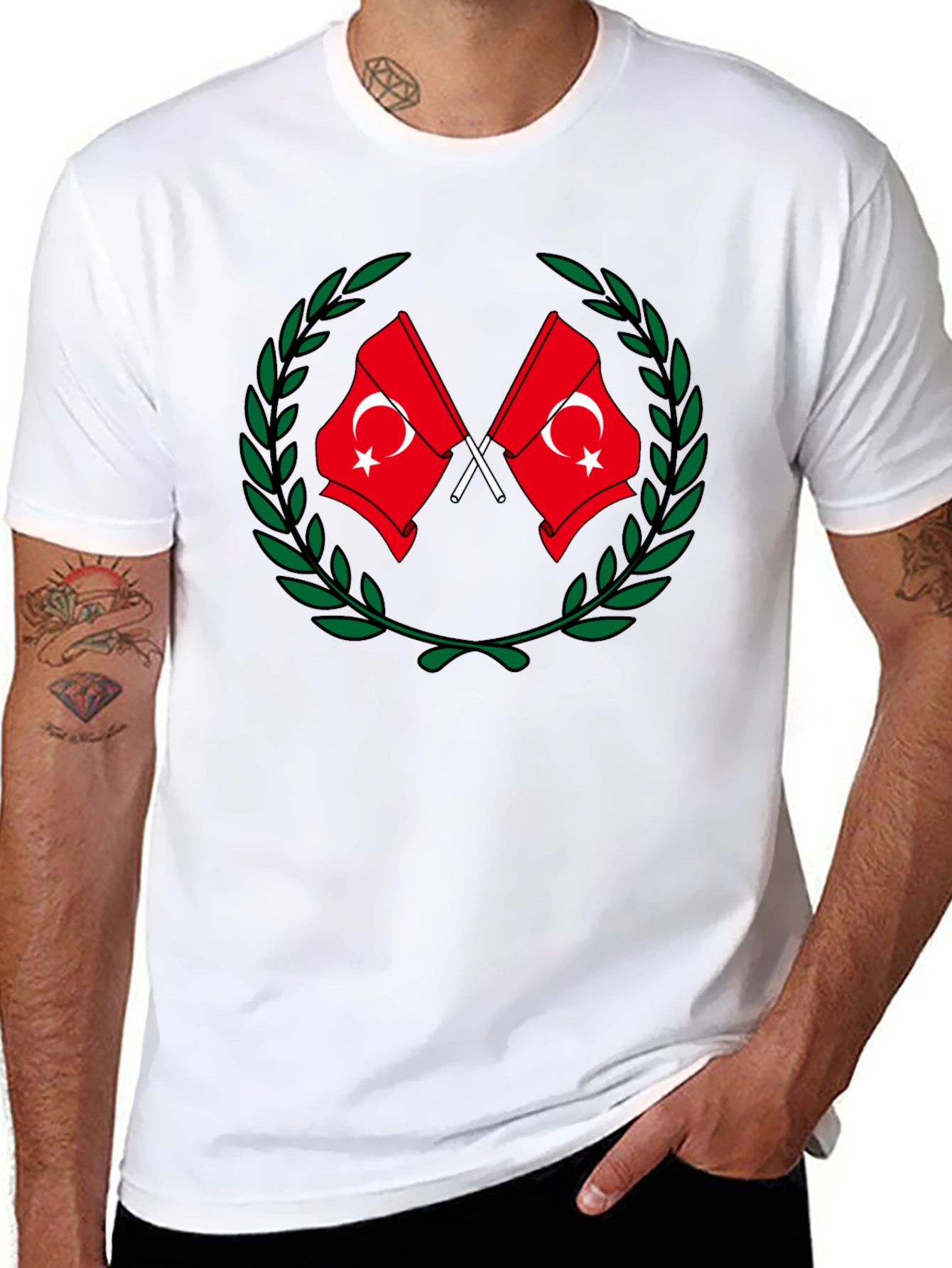 Turkey Flag Wreath Graphic Tee - Black