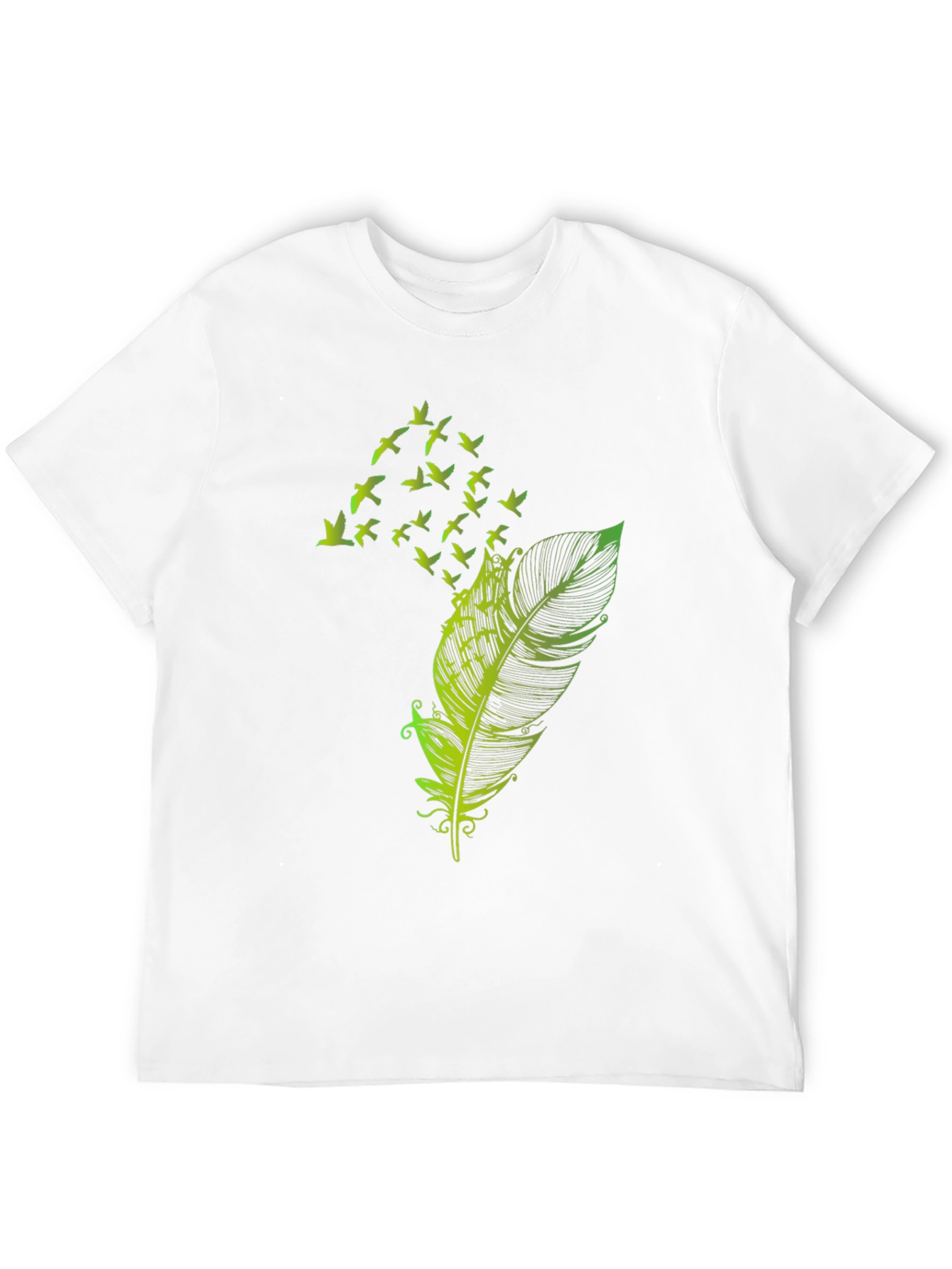 Feather Birds Graphic Tee - Black Cotton T-Shirt