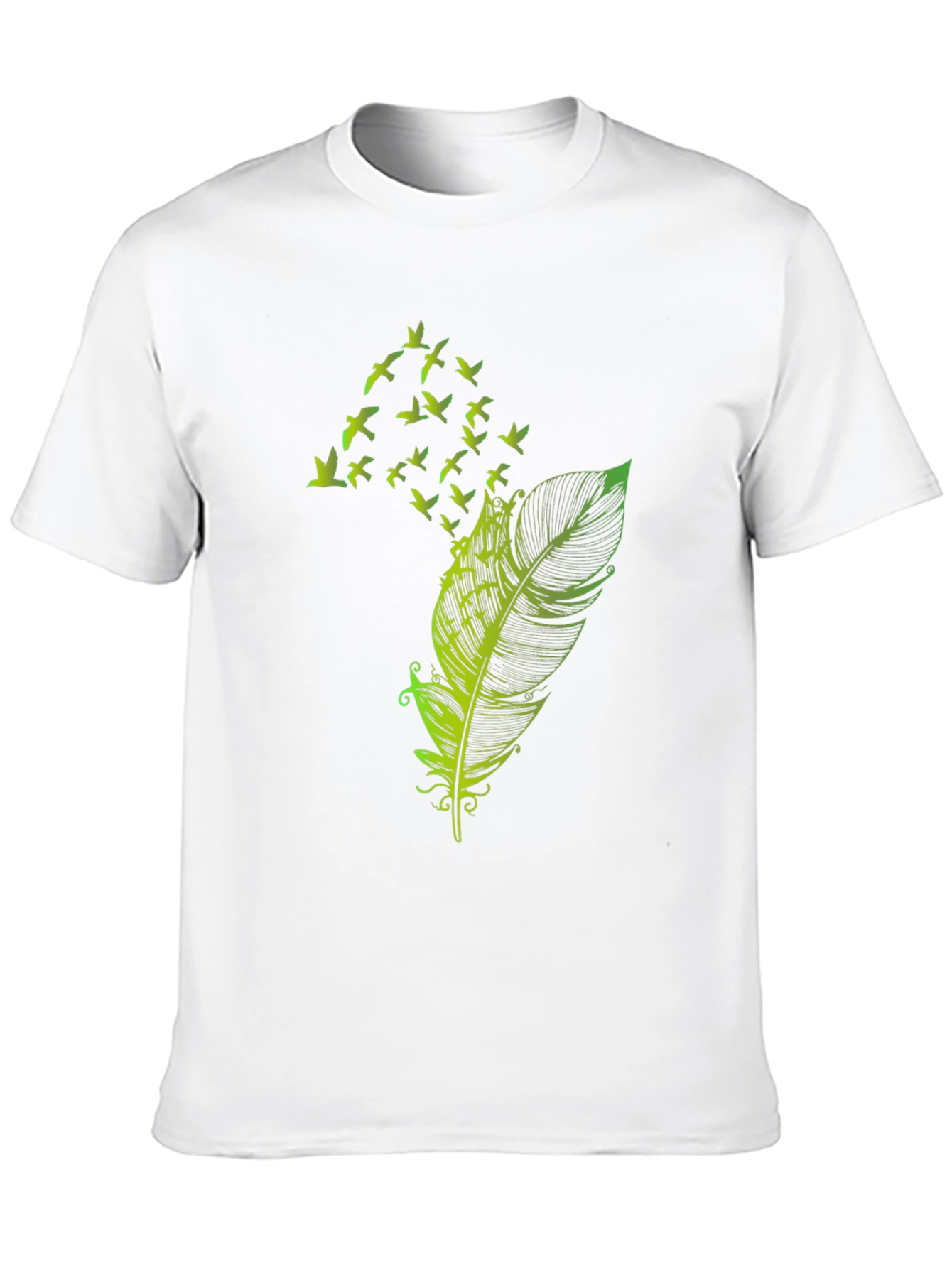 Feather Birds Graphic Tee - Black Cotton T-Shirt