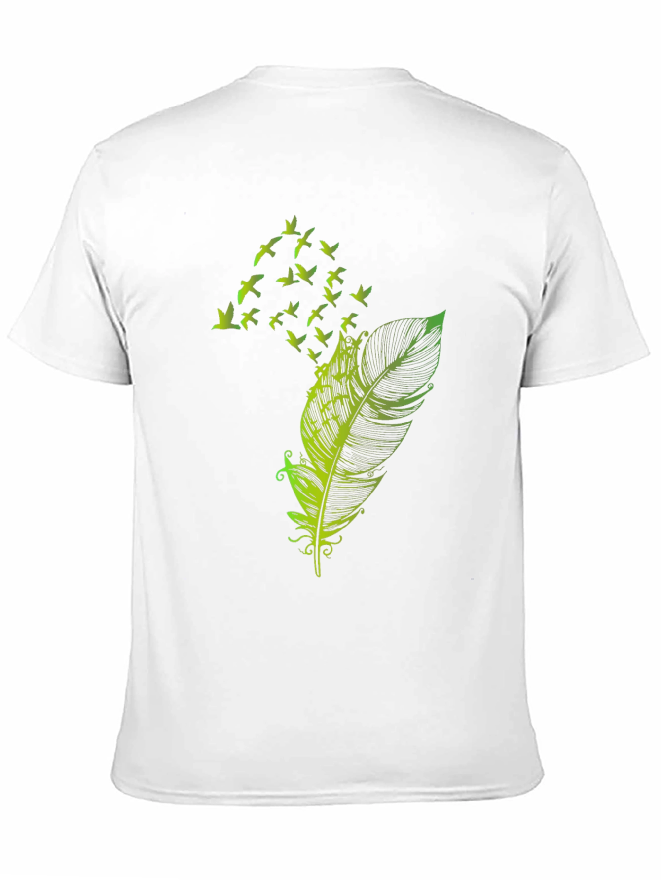 Feather Birds Graphic Tee - Black Cotton T-Shirt