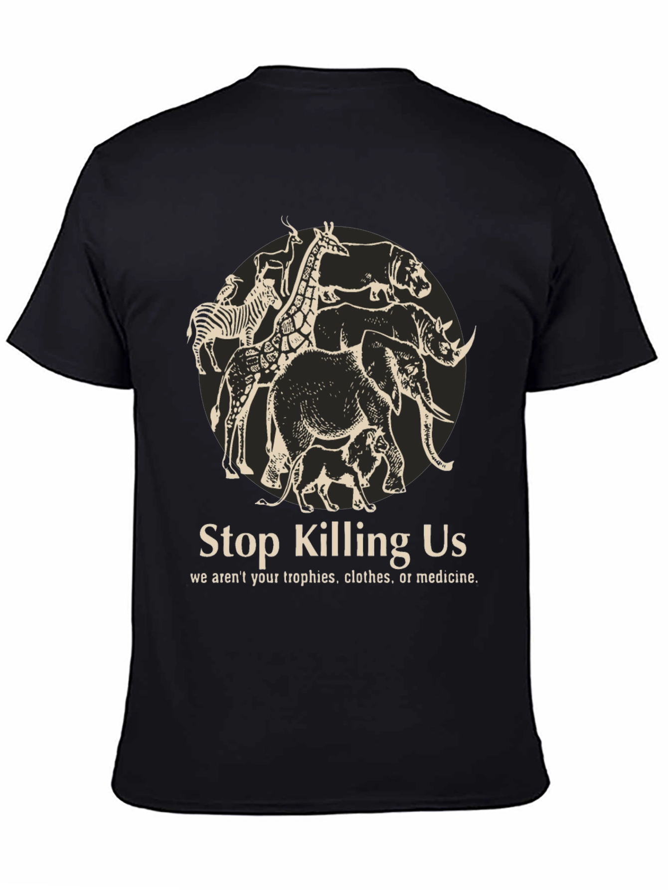 Stop Killing Us Animal Graphic T-Shirt - Black